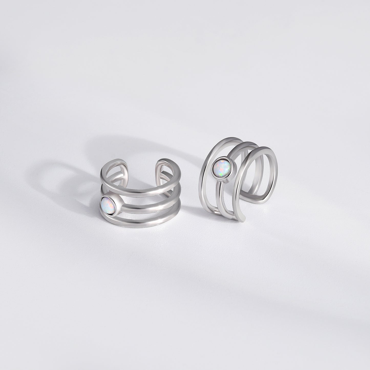 925 Sterling Silver Opal Ear Cuff Earrings