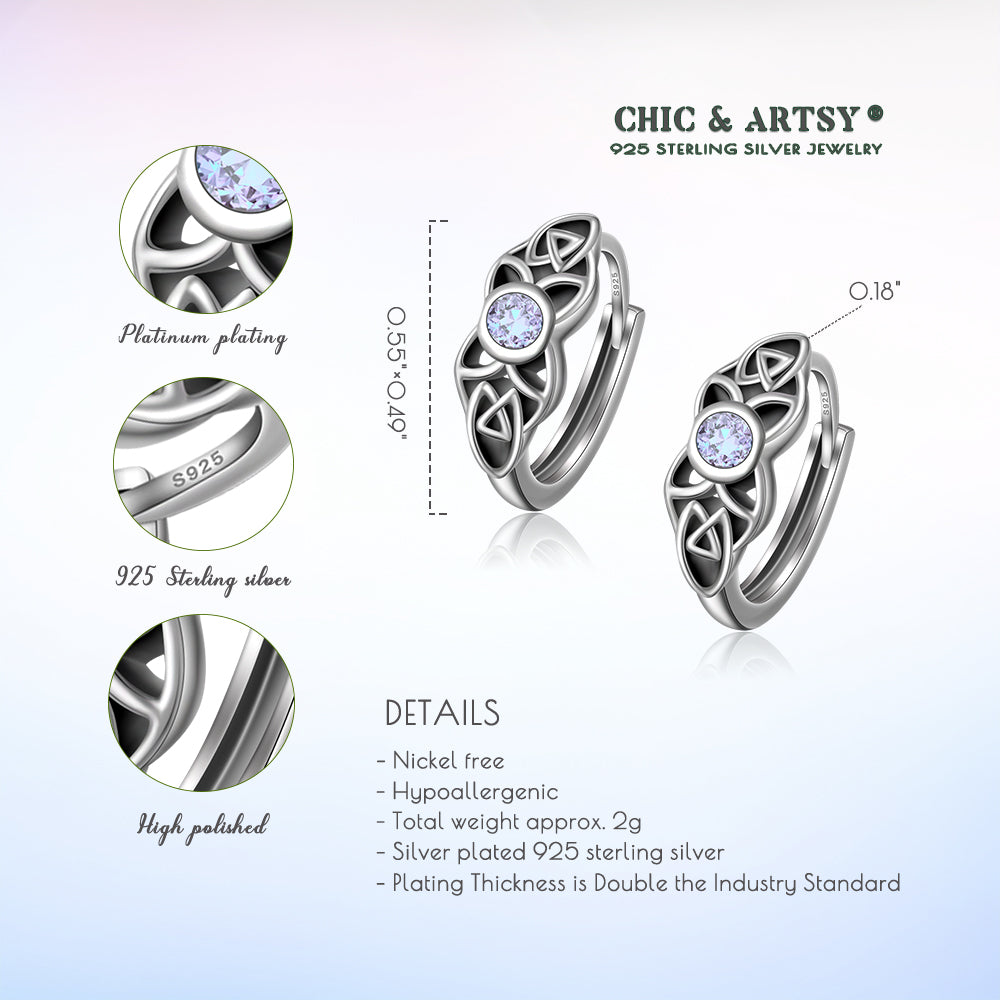 925 Sterling Silver Celtic Knot Small Hoop Earrings