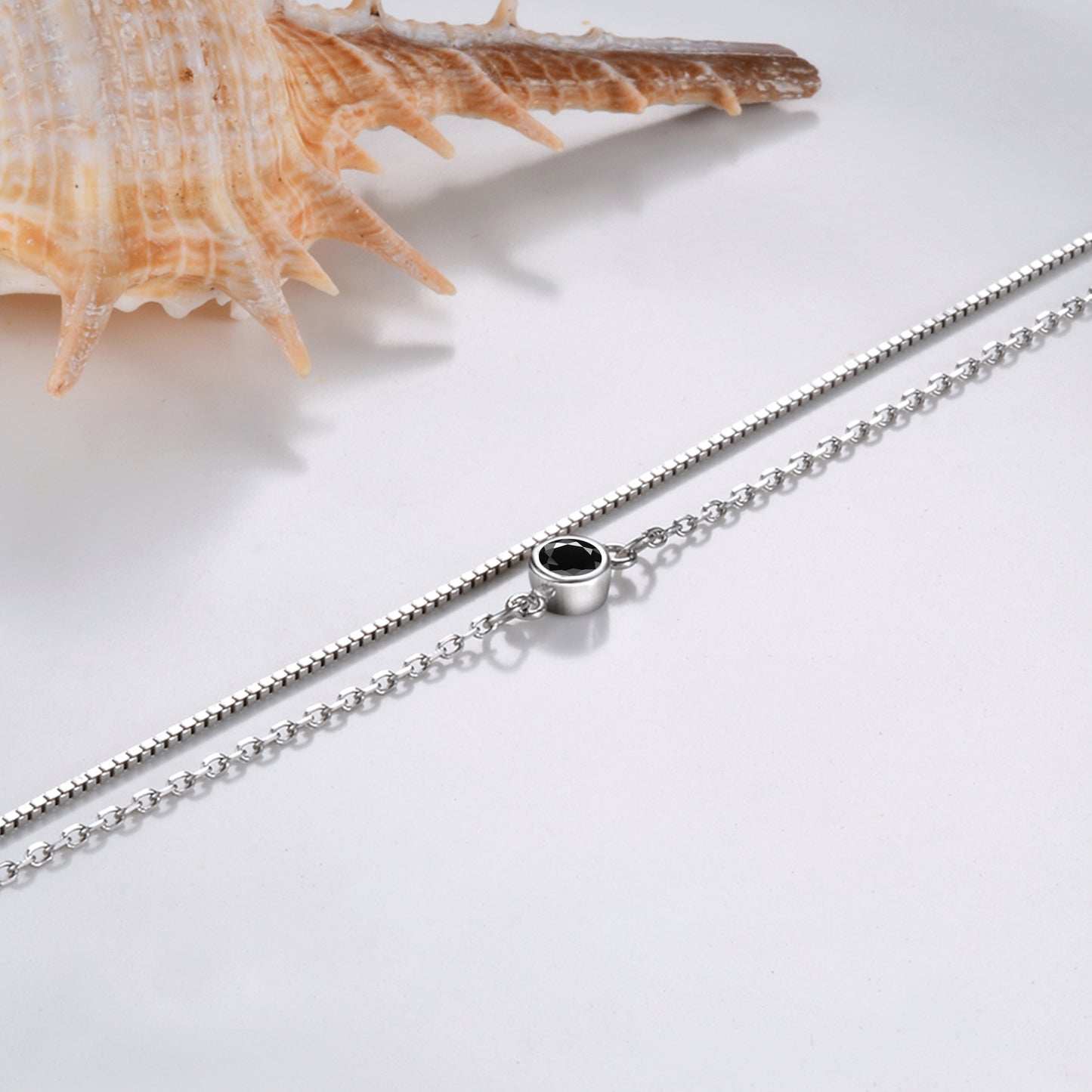 925 Sterling Silver Black CZ Ankle Bracelets