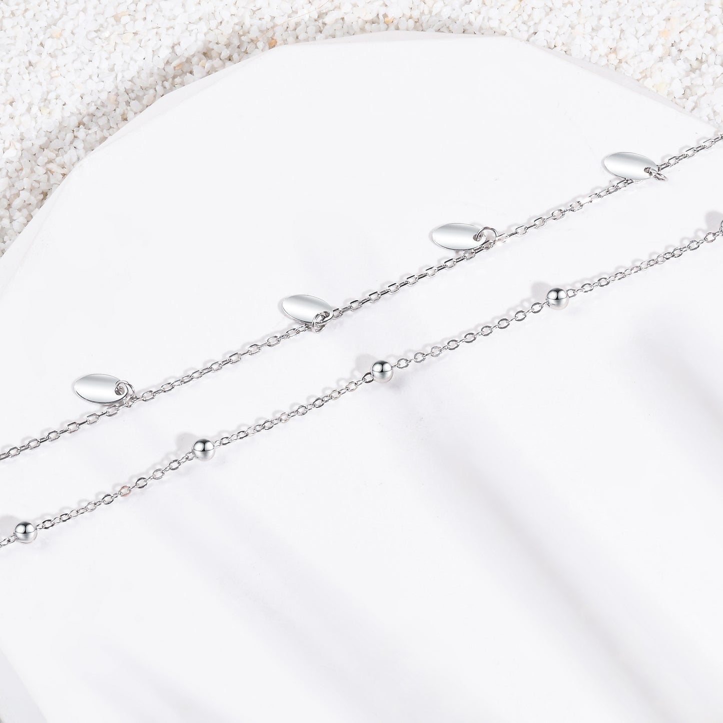 925 Sterling Silver Ankle Bracelet Sandals Multilayer Anklets