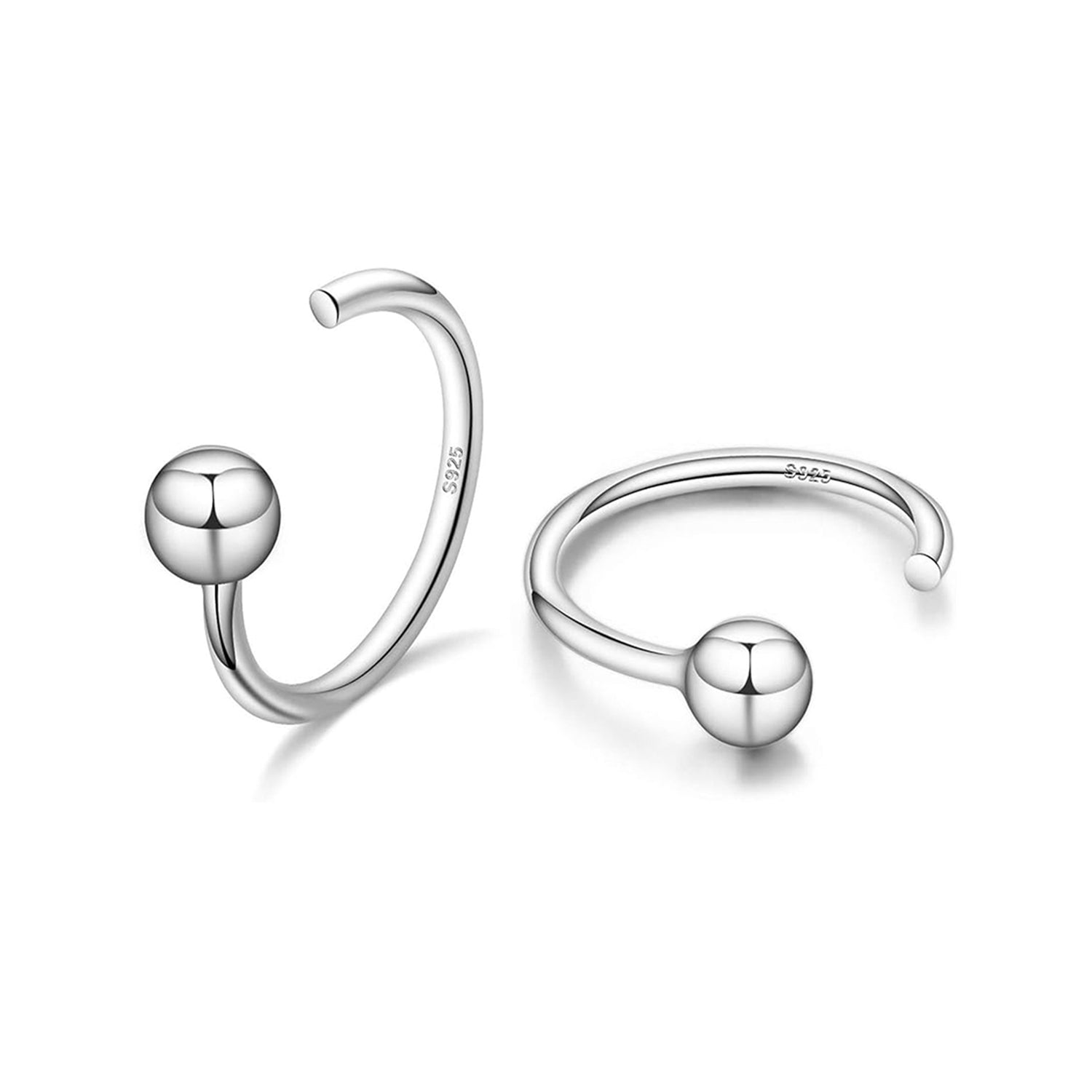 925 Sterling Small Silver Hoop Earrings With Ball Ball Hoops 925