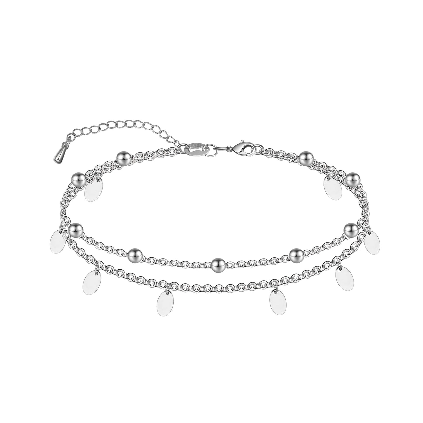 925 Sterling Silver Ankle Bracelet Sandals Multilayer Anklets
