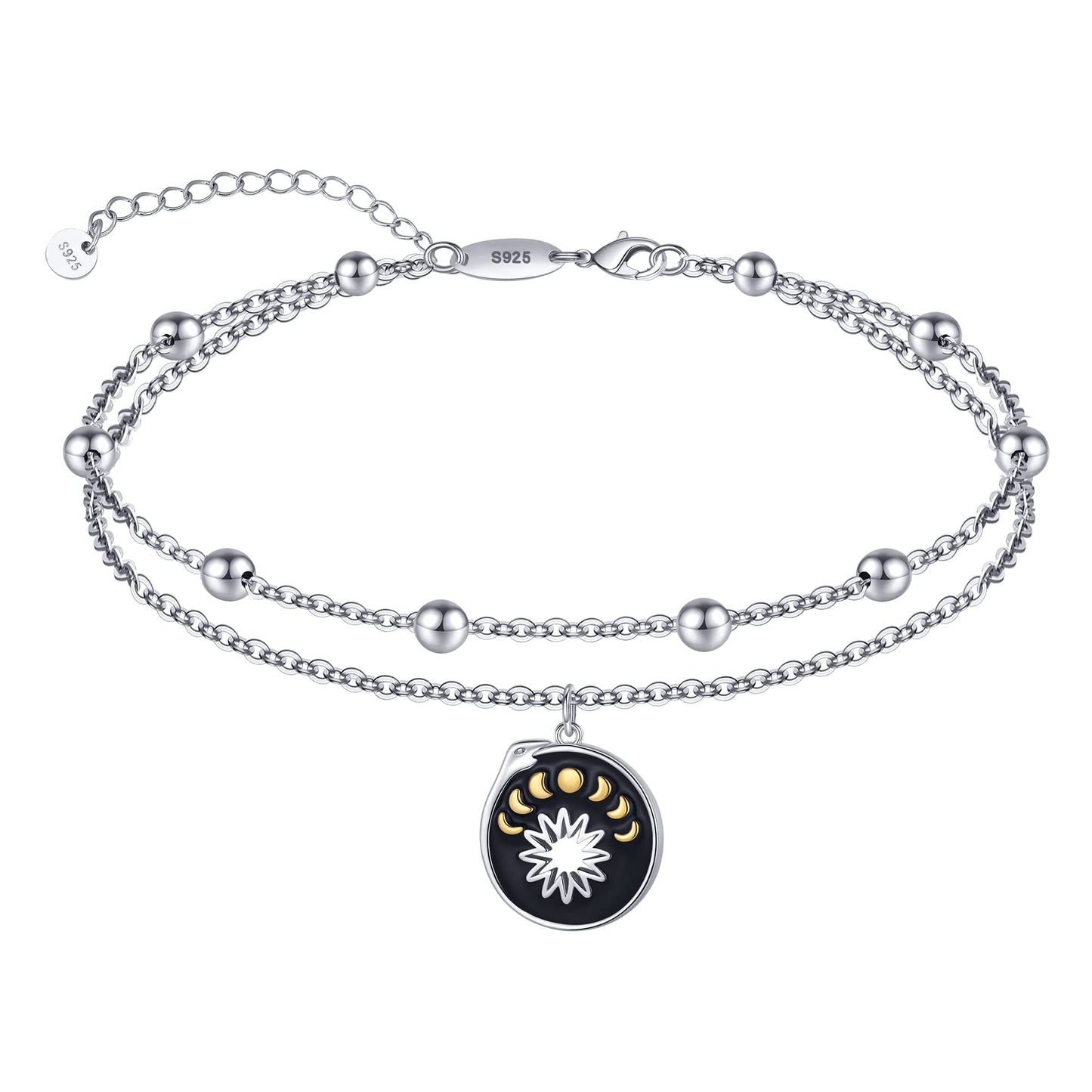 Moon Phase Anklets 925 Sterling Silver Phases of The Moon Anklets Bracelets