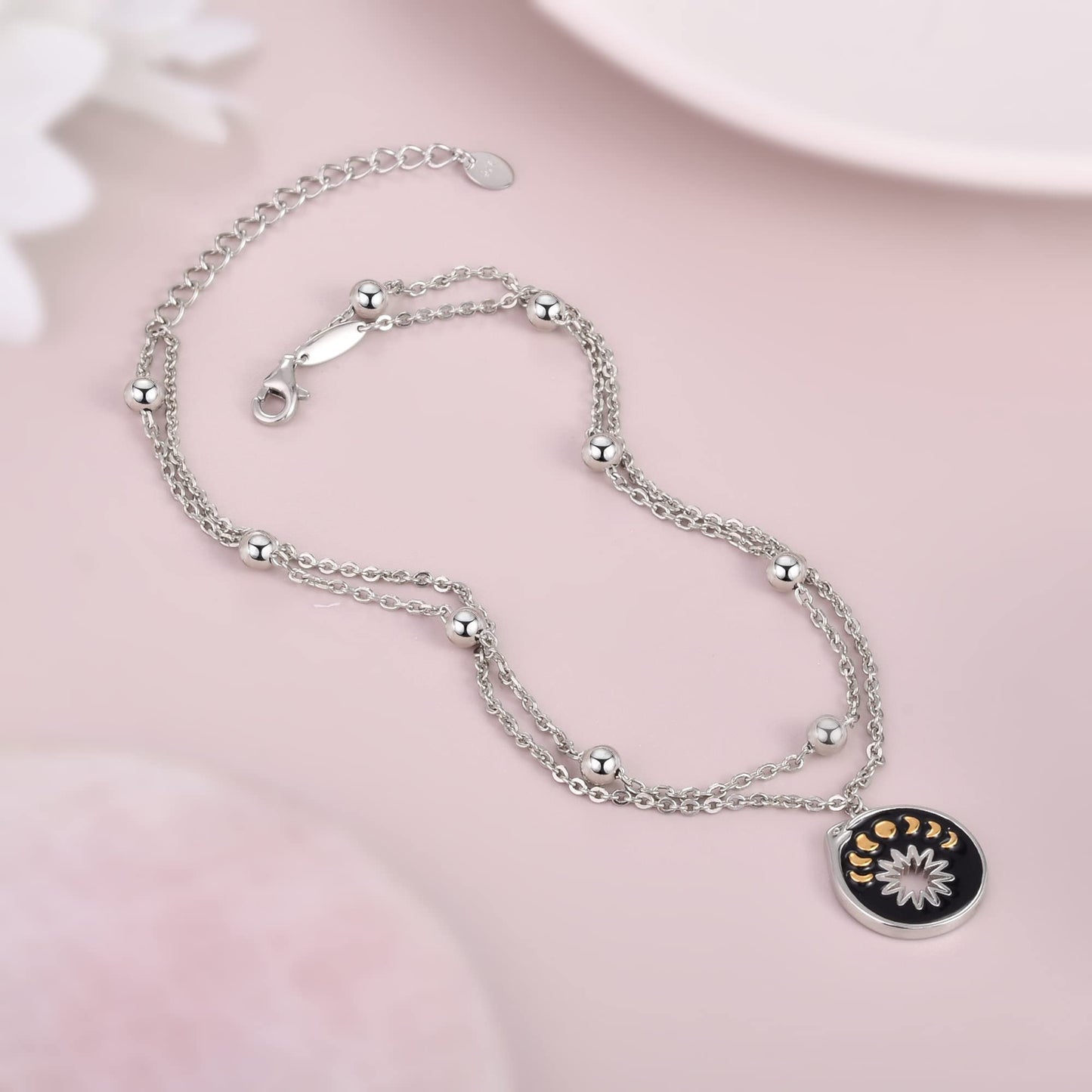 Moon Phase Anklets 925 Sterling Silver Phases of The Moon Anklets Bracelets