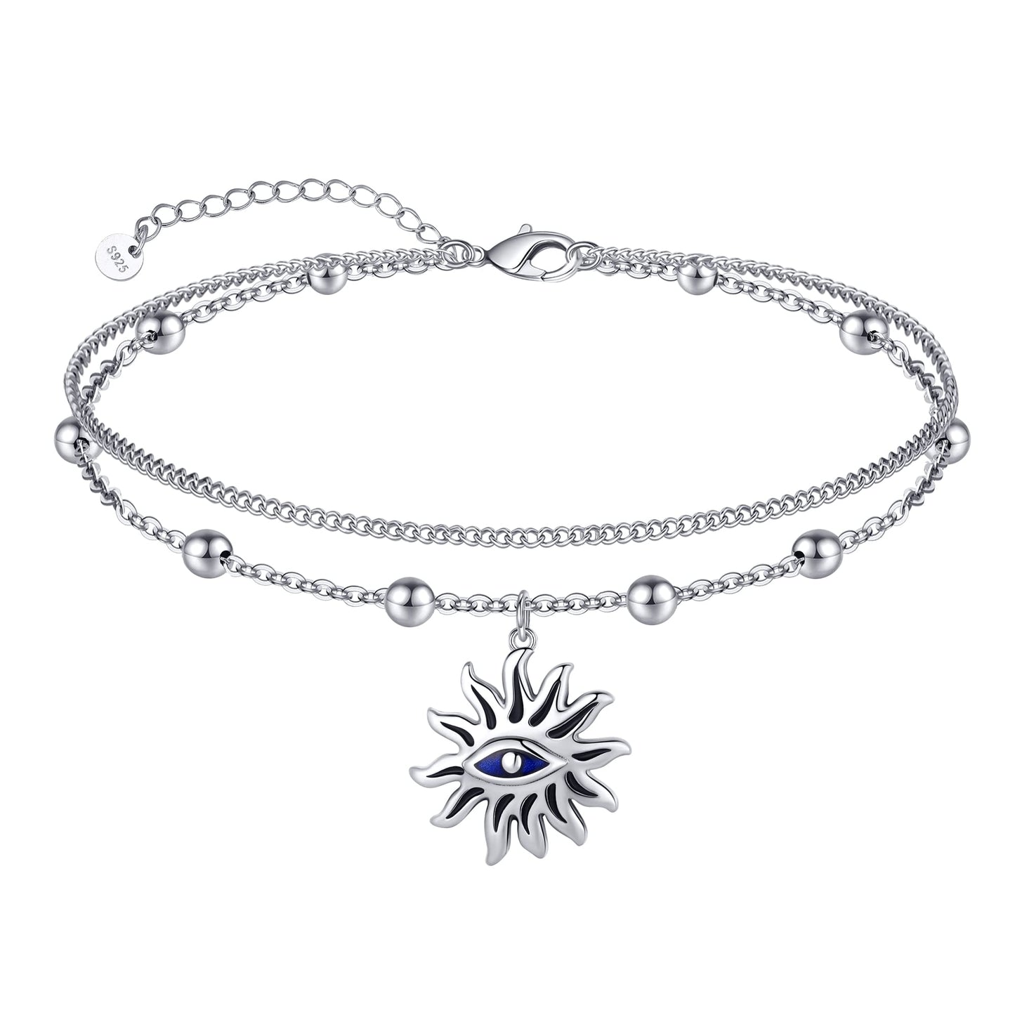 Evil Eyes Anklets 925 Sterling Silver Evil Eyes Anklet Bracelet Boho Blue Evil Eye Anklets