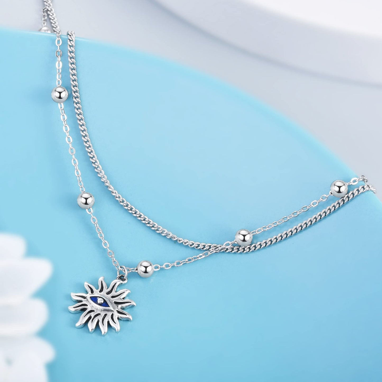 Evil Eyes Anklets 925 Sterling Silver Evil Eyes Anklet Bracelet Boho Blue Evil Eye Anklets