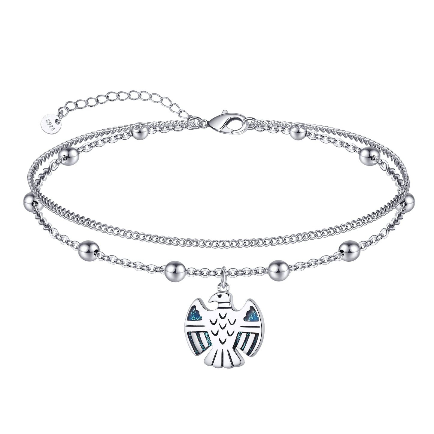 Anklet Bracelet for Women 925 Sterling Silver Eagle Layered Anklet Bracelet