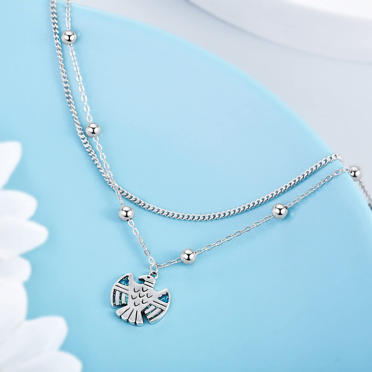 Anklet Bracelet for Women 925 Sterling Silver Eagle Layered Anklet Bracelet