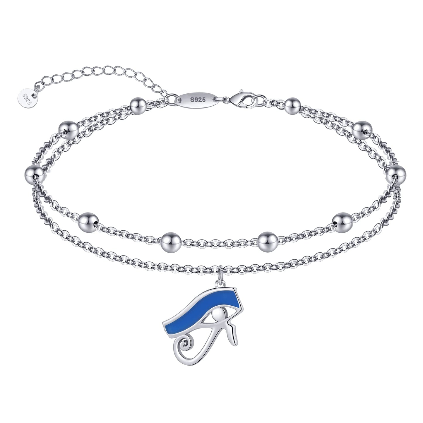 Eye of Horus Anklet 925 Sterling Silver Egyptian Eye of Horus Ankle Bracelet for Women