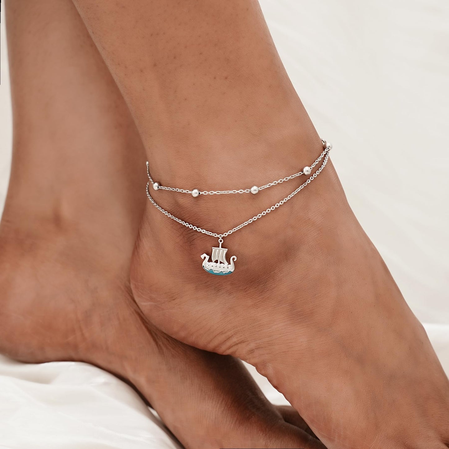 Viking Boat Anklet 925 Sterling Silver Viking Long Ankle Bracelets