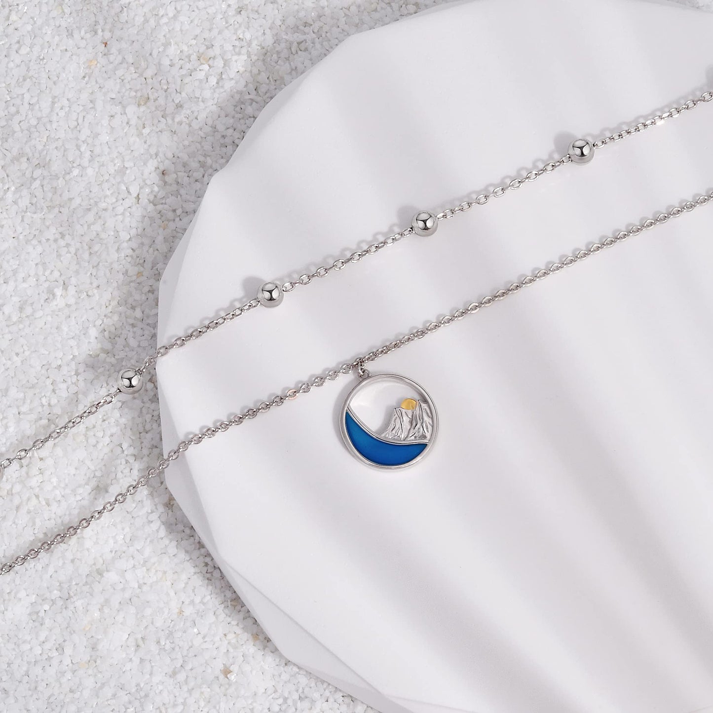 Mountain Anklet 925 Sterling Silver Simple Sun Hiking Mountain Anklet Bracelets