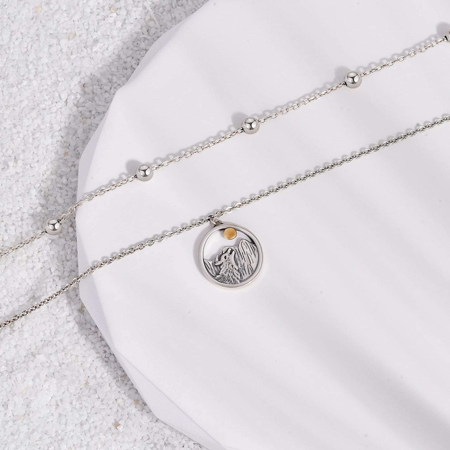Wolf Mountain Anklet 925 Sterling Silver Simple Sun Hiking Mountain Anklet Bracelets