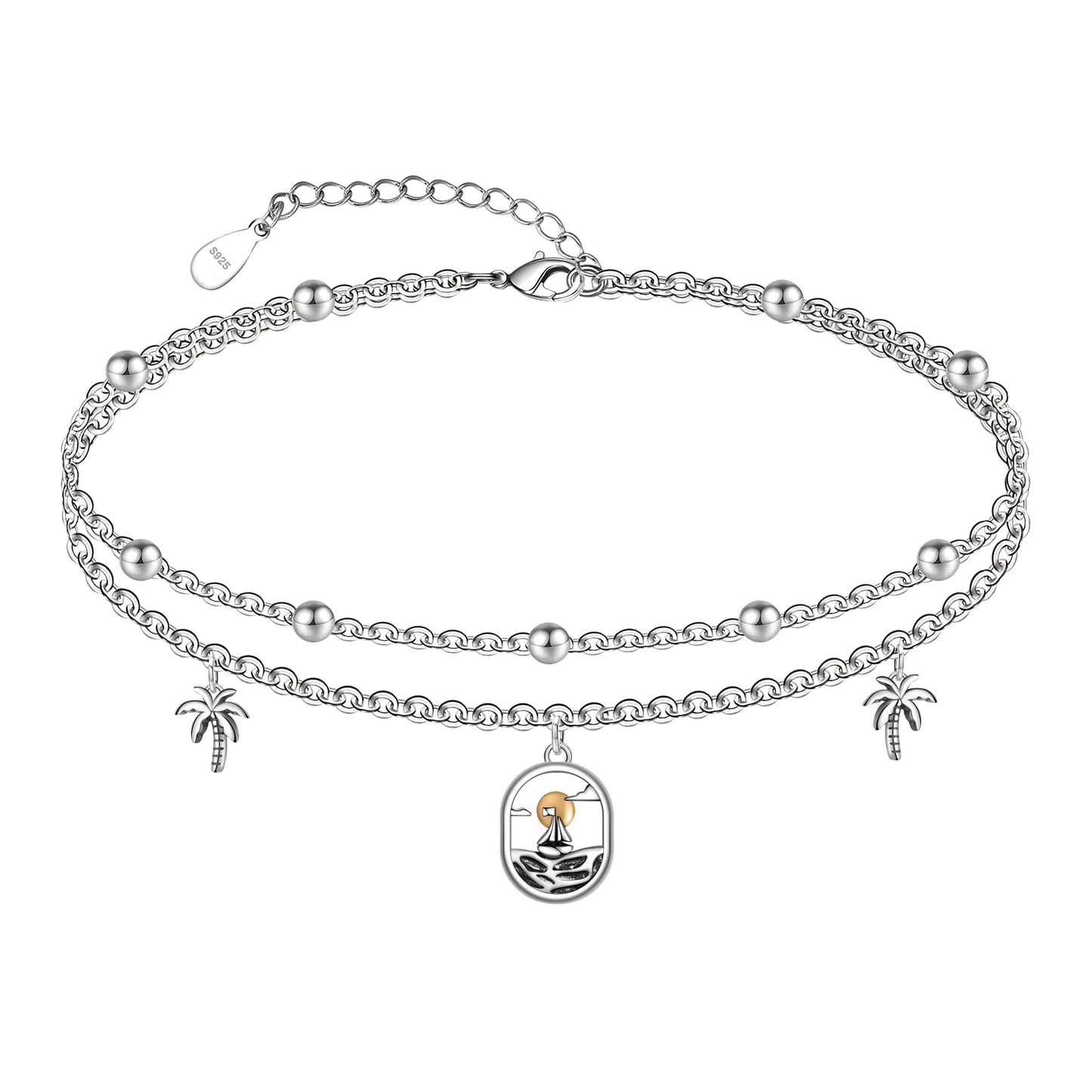 Ankle Bracelet 925 Sterling Silver Sailboat Anklet for Women