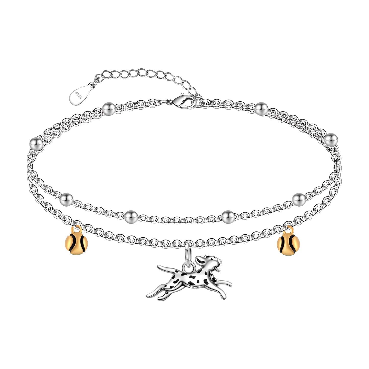 Ankle Bracelet 925 Sterling Silver Dog Anklet Dainty Layered Ankle Bracelet for Women