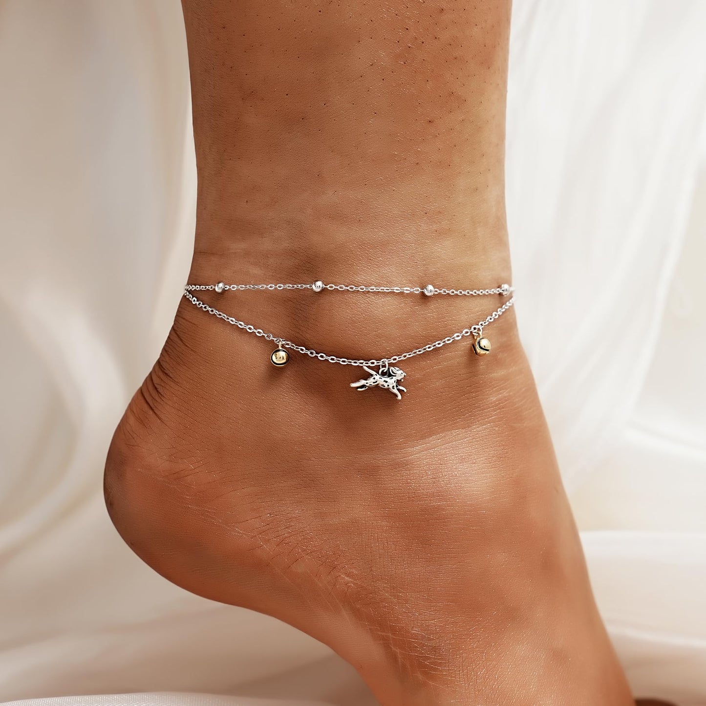 Ankle Bracelet 925 Sterling Silver Dog Anklet Dainty Layered Ankle Bracelet for Women