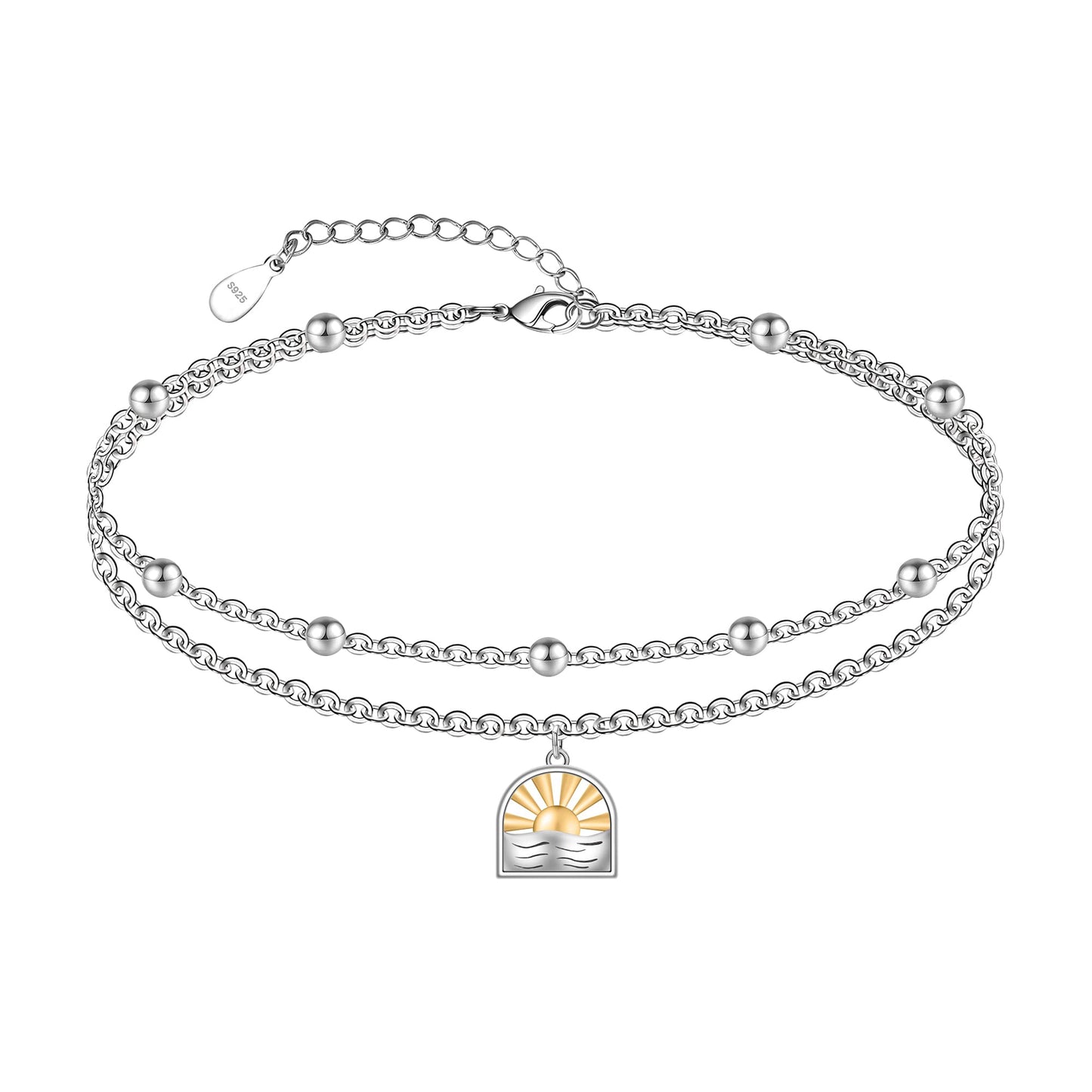 Ankle Bracelet 925 Sterling Silver Sun Anklet Sun Beach Anklets for Women