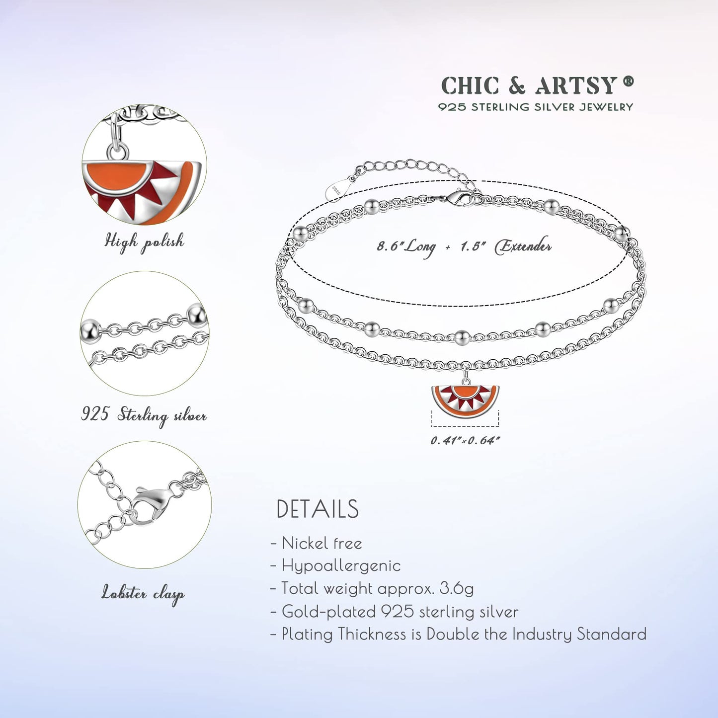 Boho Anklet 925 Sterling Silver Dainty Beach Anklet Bracelets for Women