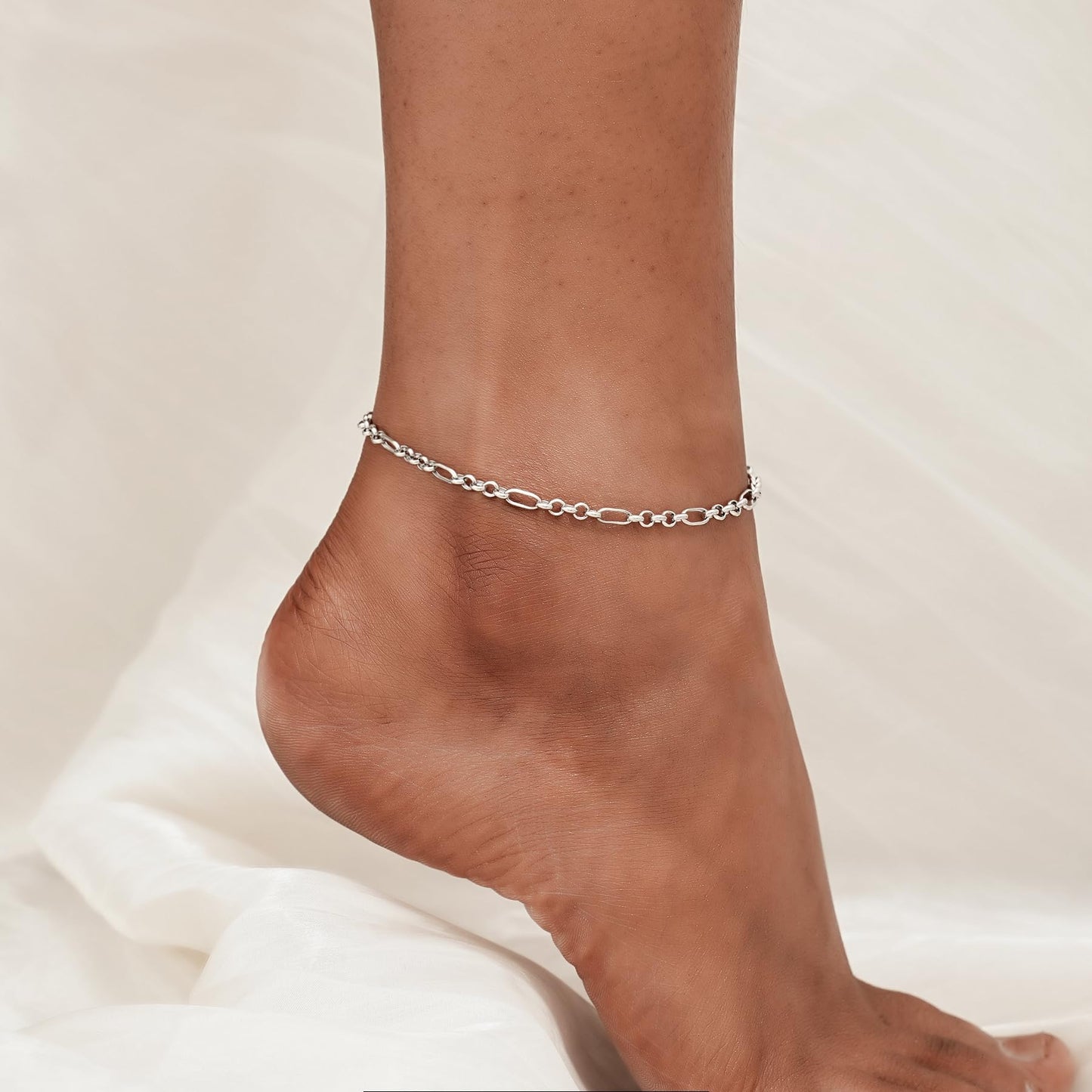 Anklets 925 Sterling Silver Paperclip Silver Ankle Bracelets