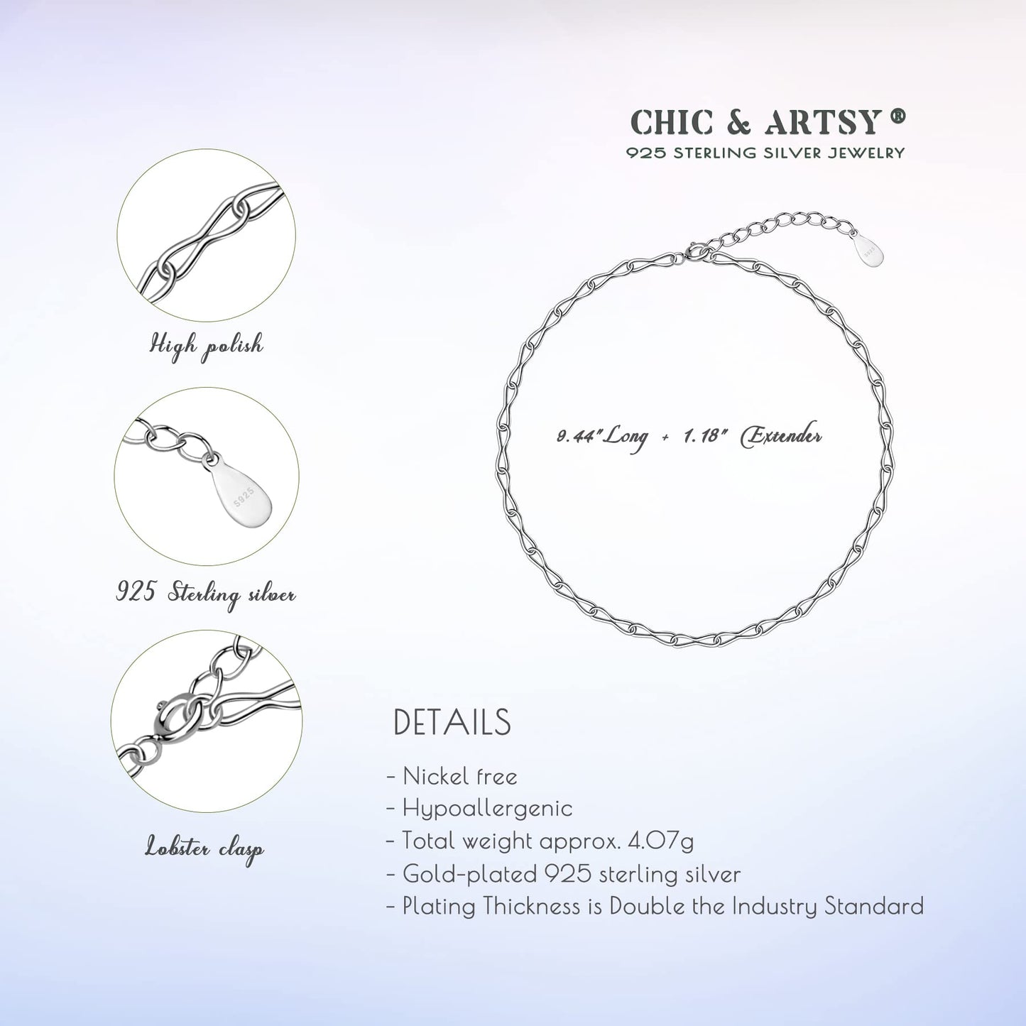 Ankle Bracelets for Women 925 Sterling Silver Anklets for Women