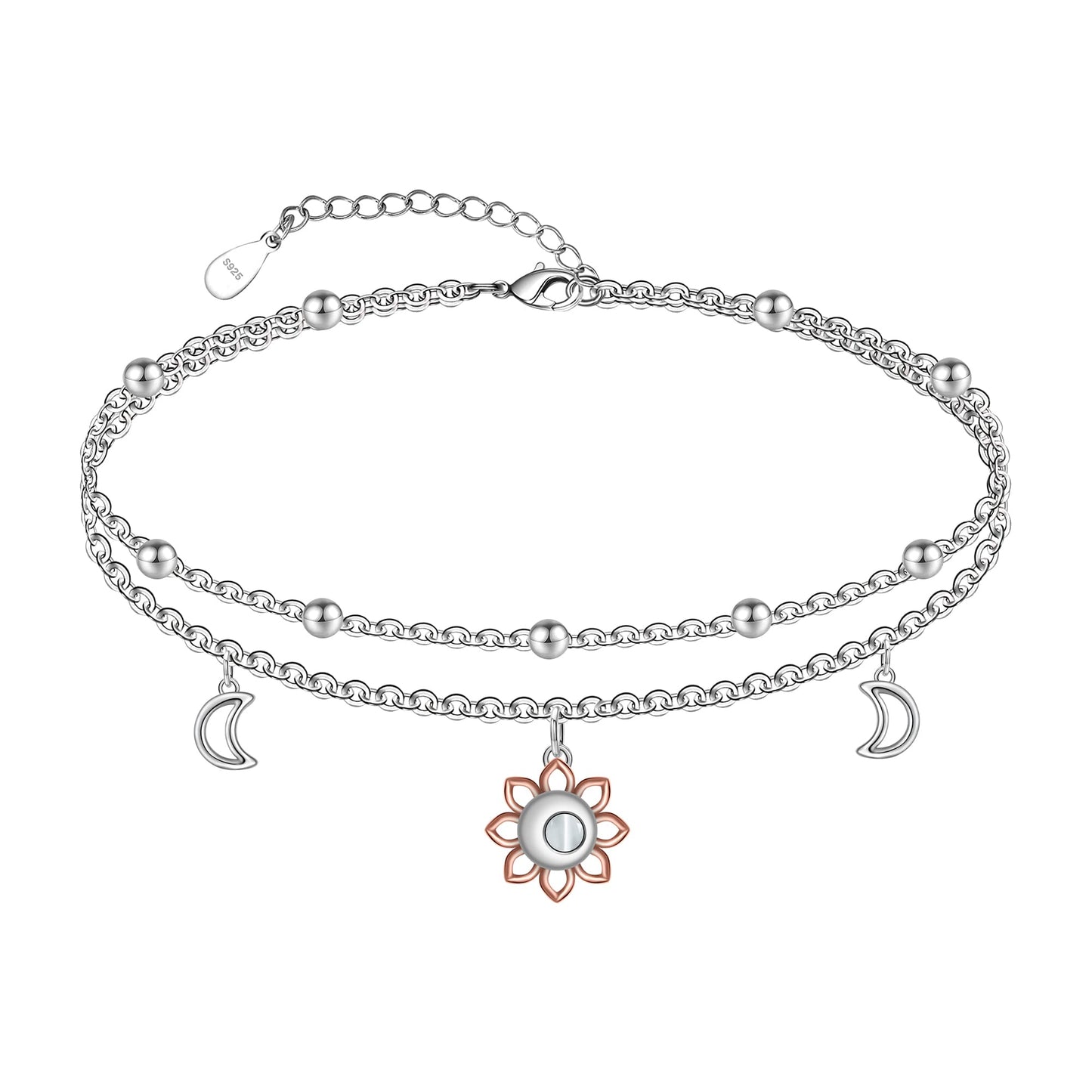 Ankle Bracelet for Women 925 Sterling Silver Lotus Flower Anklets