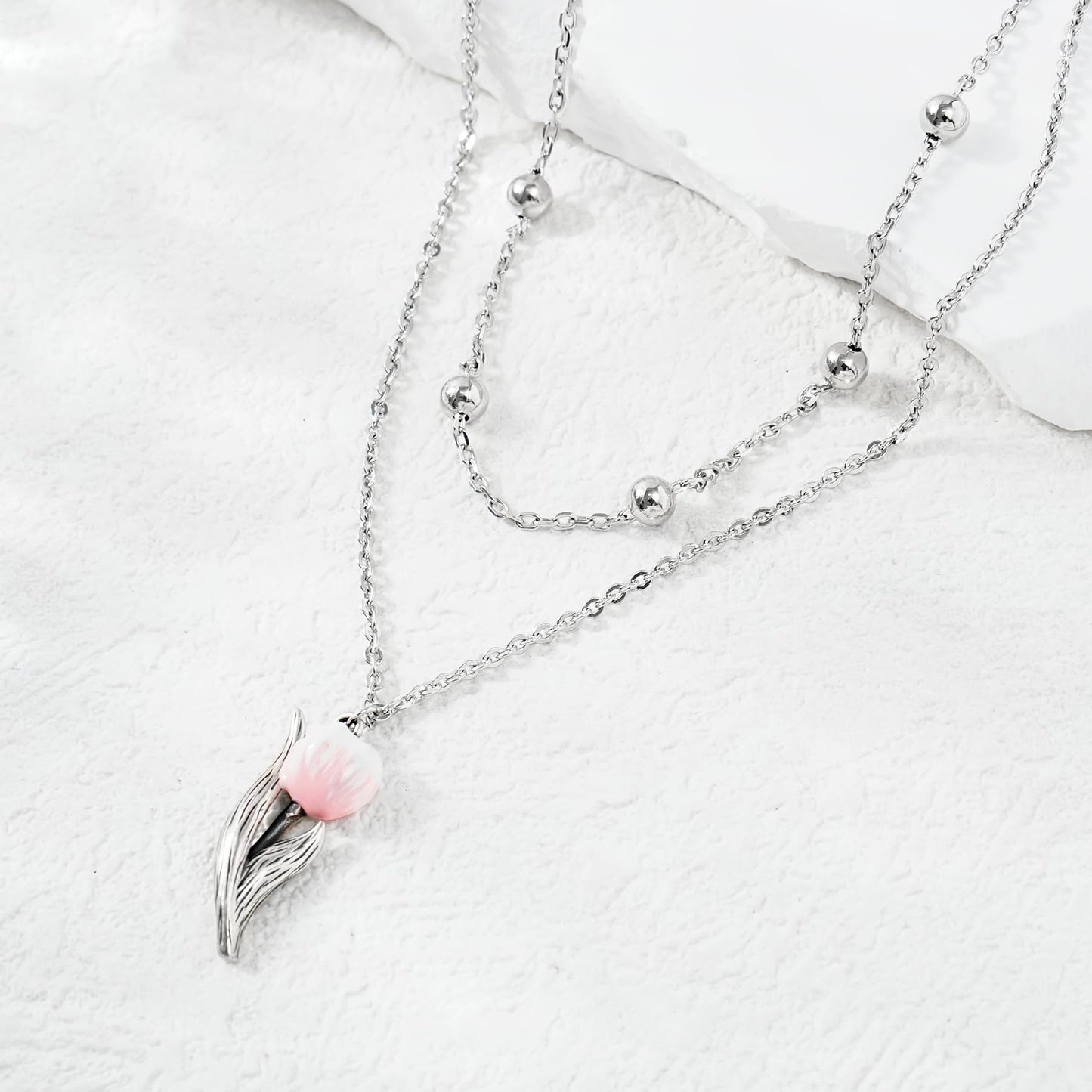 925 Sterling Silver Tulip Ankle Dainty Layered Anklet Bracelets
