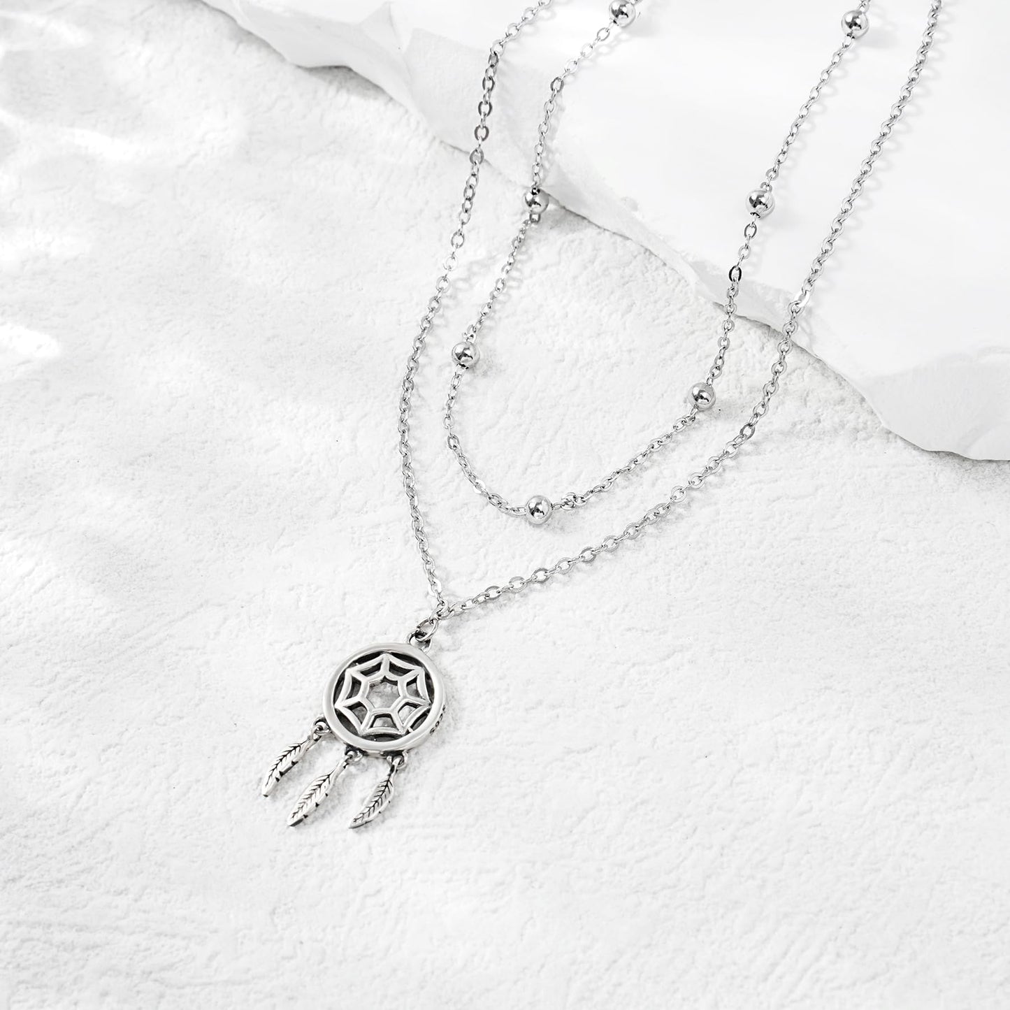 925 Sterling Silver Dream Catcher Anklets Dainty Layered Boho Anklets Bracelet