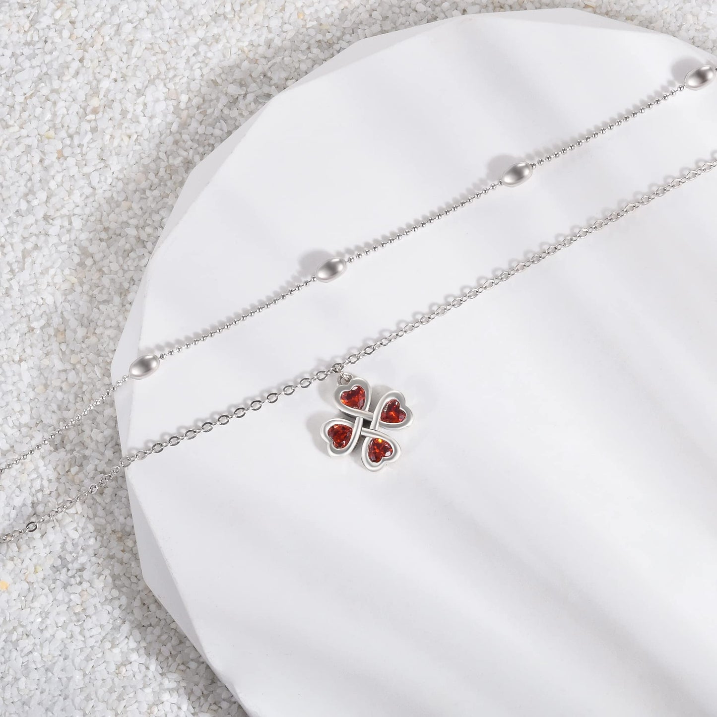 Four-Leaf Clover Ankle 925 Sterling Silver Ankle Bracelets for Women