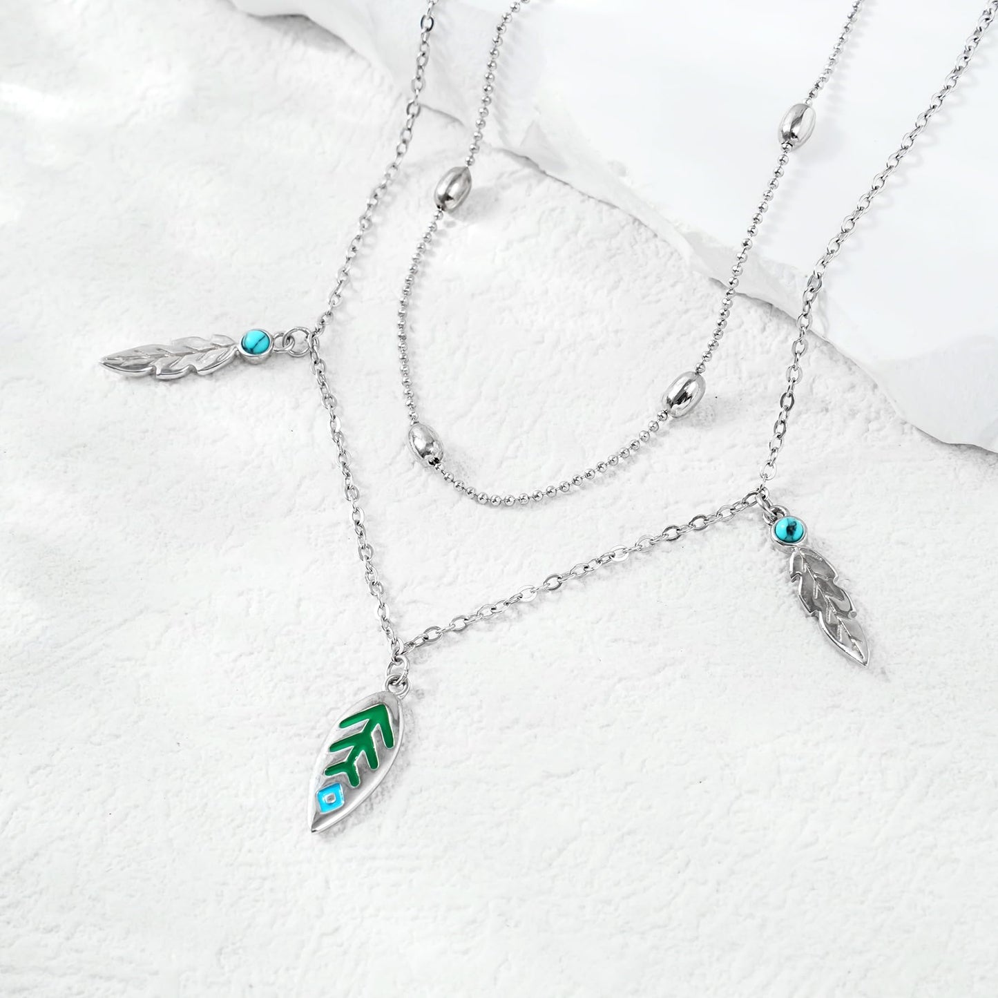 925 Sterling Silver Anklet Bracelets - Summer Beach Ankle Bracelets Created with Turquoise Feather