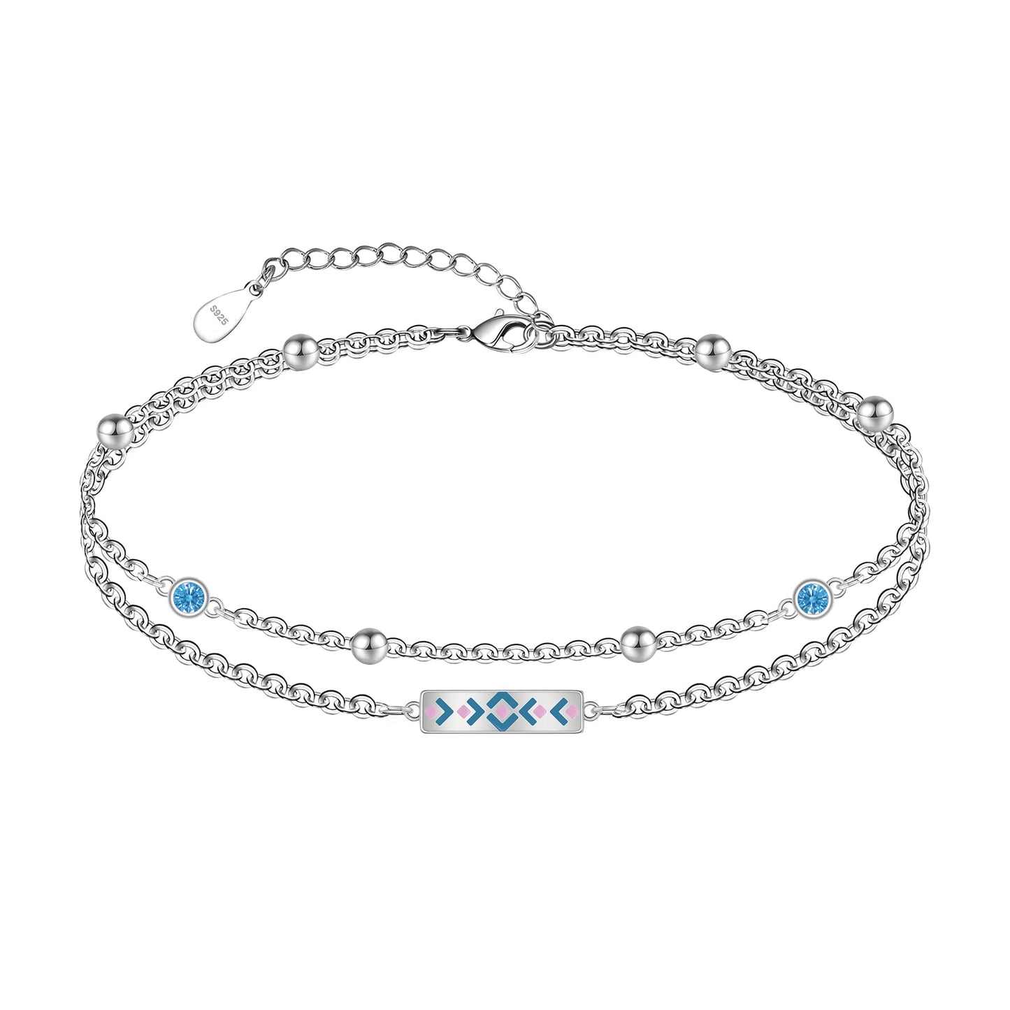 Bohemian Chevron Ankle Bracelet 925 Sterling Silver Boho Anklets
