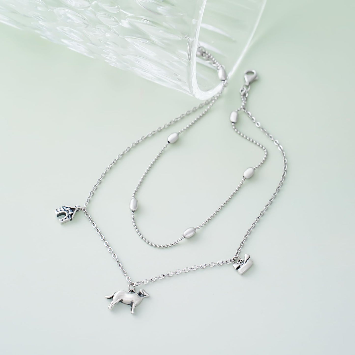 Dogs Ankle 925 Sterling Silver Ankle Bracelet for Women Dainty Layered Anklet Bracelet