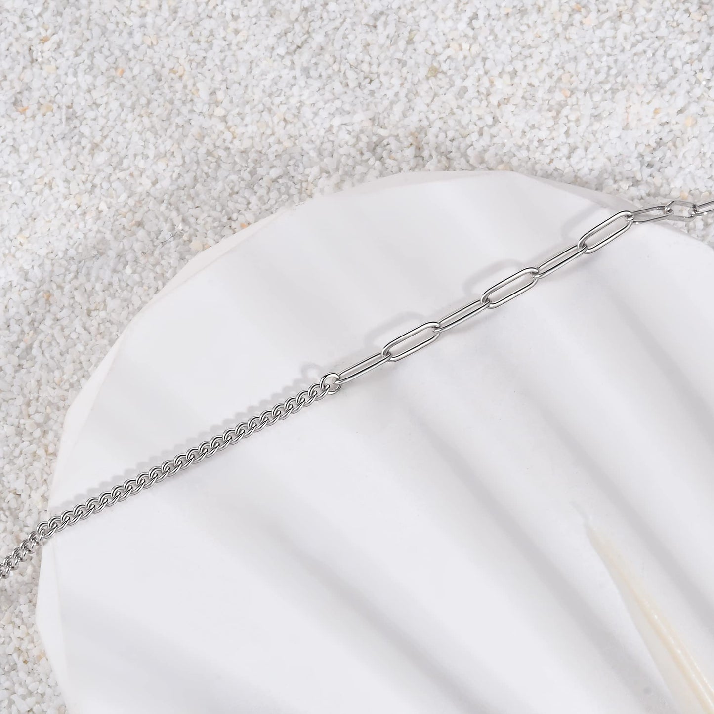 Ankle Bracelet 925 Sterling Silver Paperclip Anklet for Women