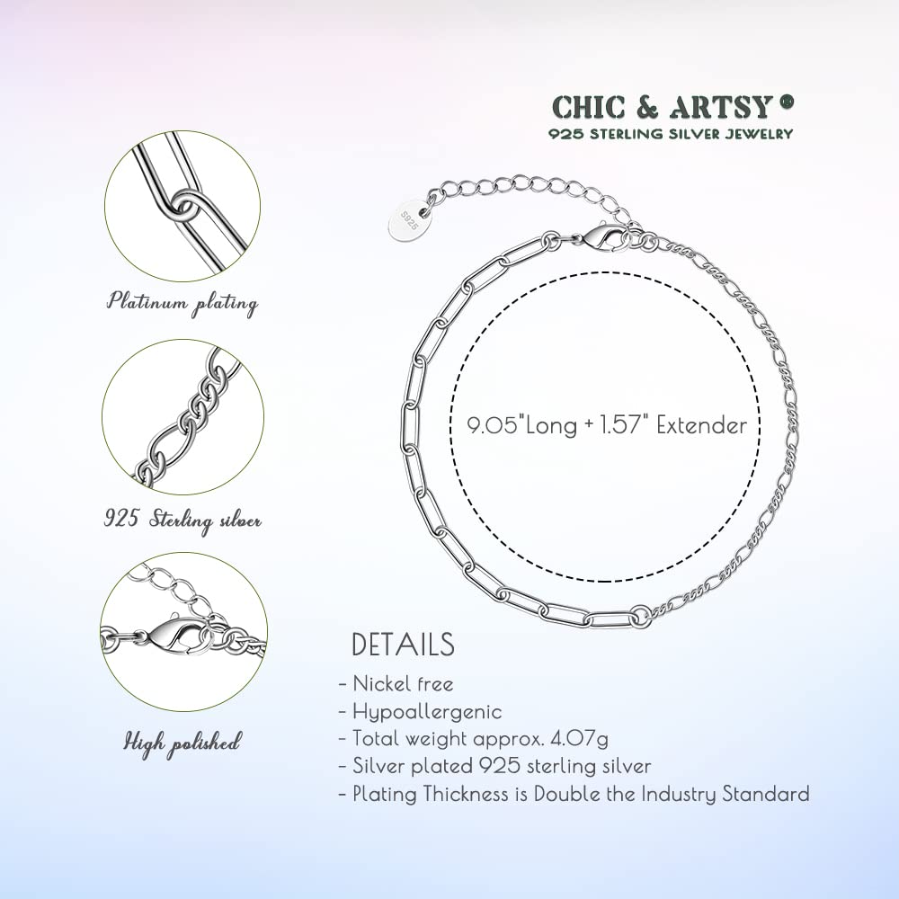 Ankle Bracelet 925 Sterling Silver Italian Paperclip Link Chain Ankle Bracelet