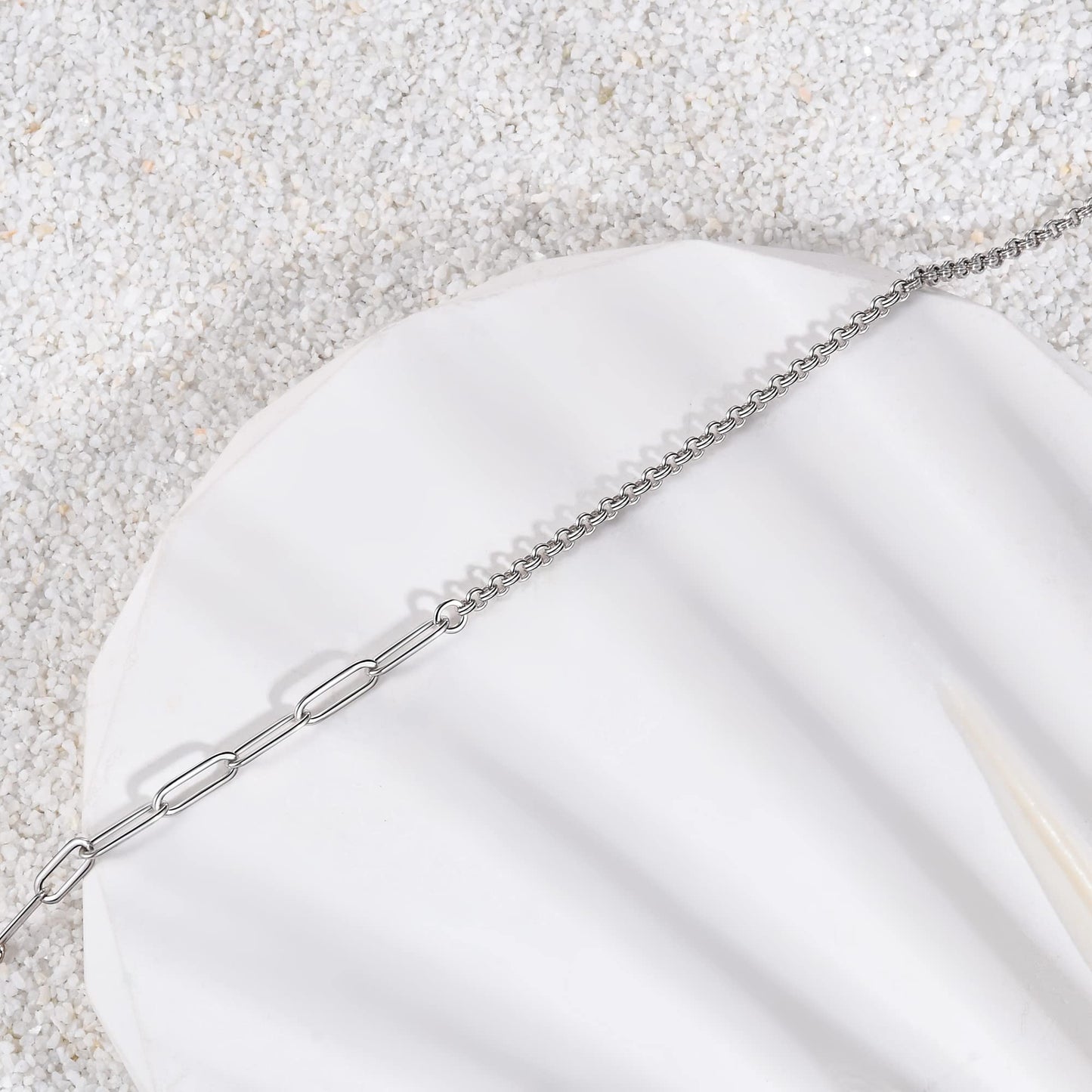 Ankle Bracelet 925 Sterling Silver Paperclip Anklet for Women