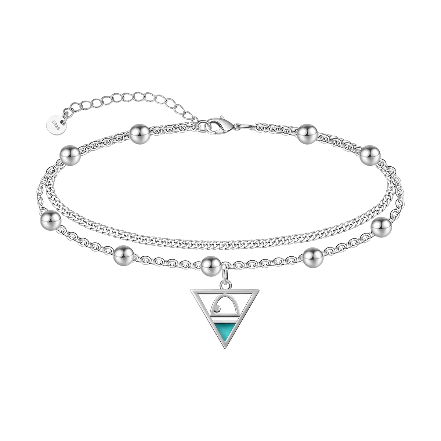 Ankle Bracelet 925 Sterling Silver Triangle Anklet Dainty White Gold Triangle Anklets for Women