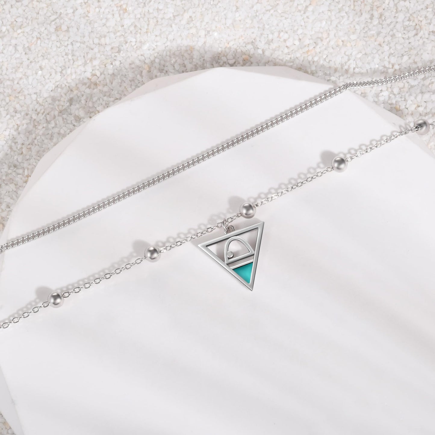 Ankle Bracelet 925 Sterling Silver Triangle Anklet Dainty White Gold Triangle Anklets for Women