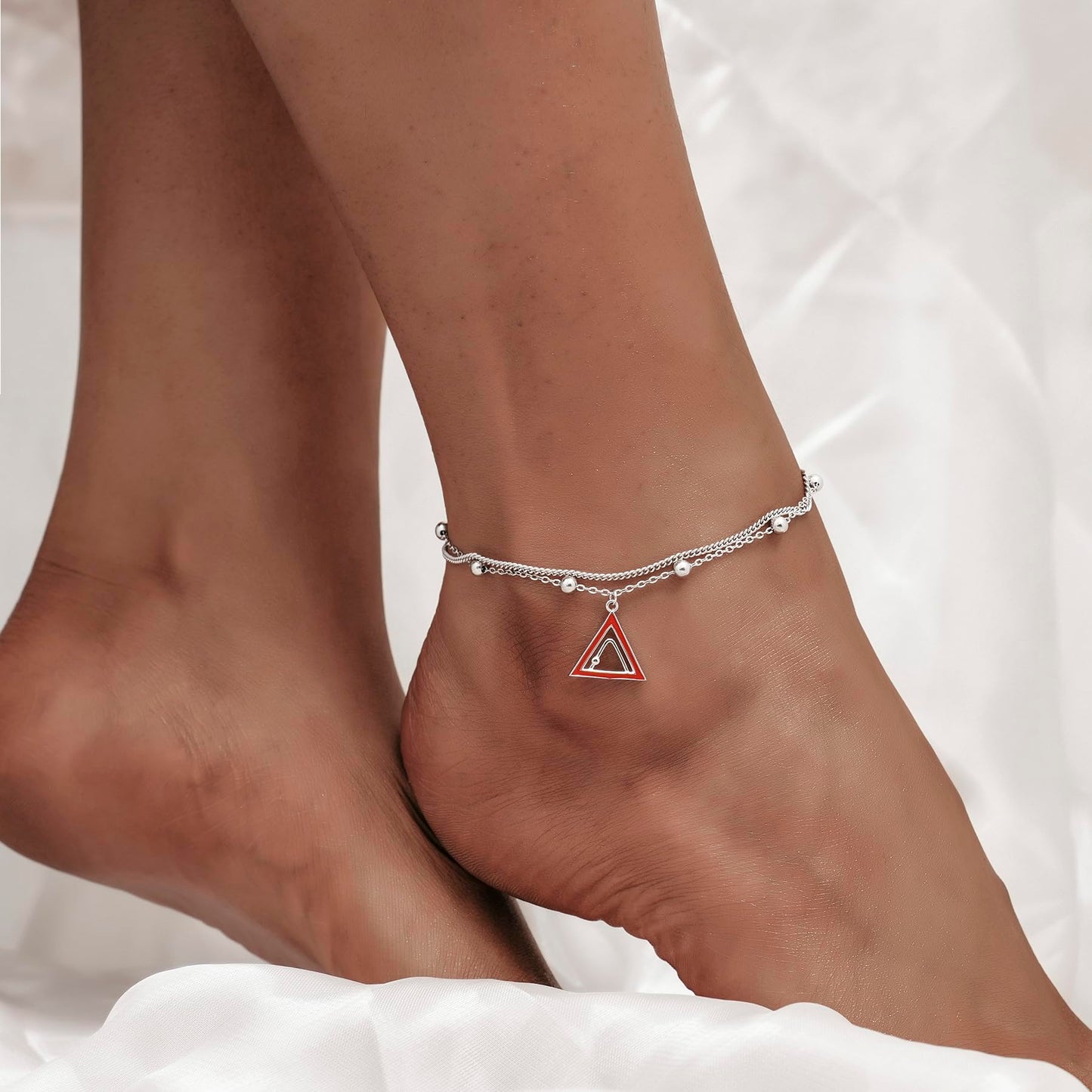 925 Sterling Silver Triangle Anklet Hypoallergenic Triangle Anklets for Women