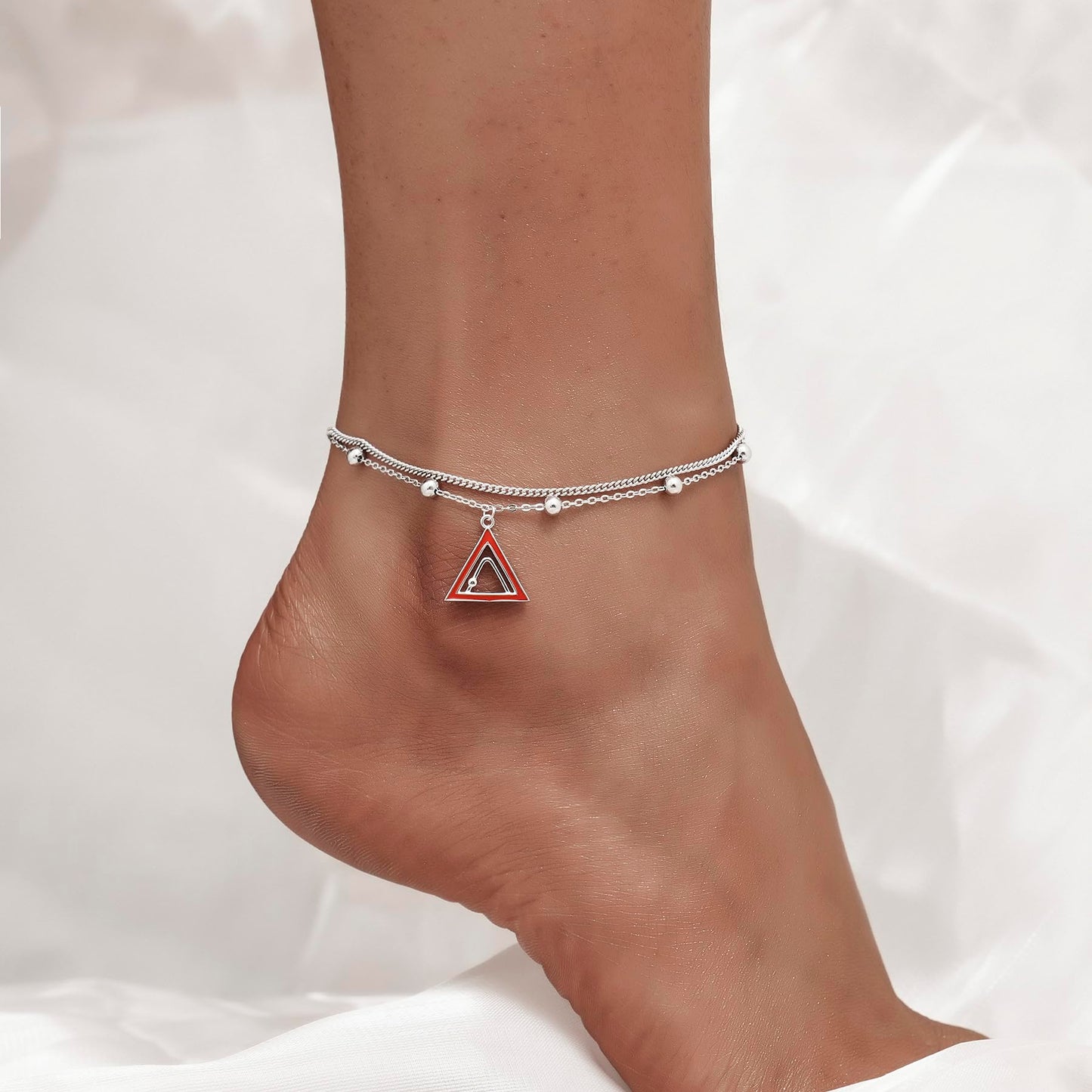 925 Sterling Silver Triangle Anklet Hypoallergenic Triangle Anklets for Women