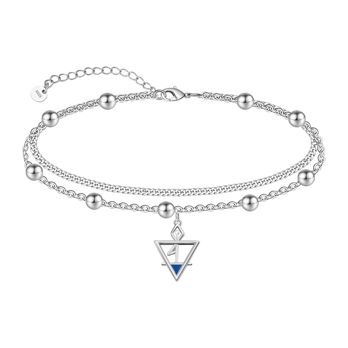 Ankle Bracelet 925 Sterling Silver Dainty Triangle Anklet for Women