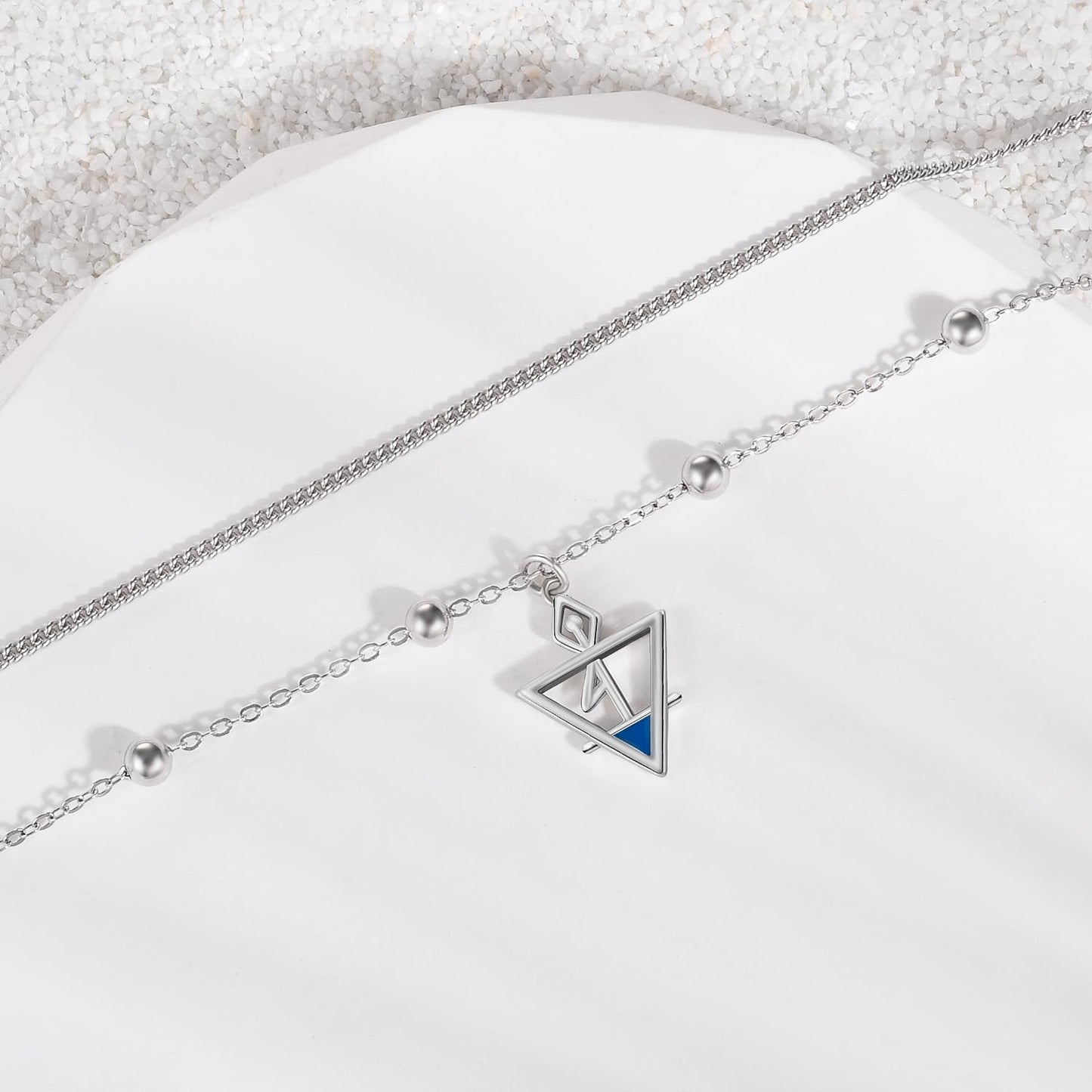 Ankle Bracelet 925 Sterling Silver Dainty Triangle Anklet for Women