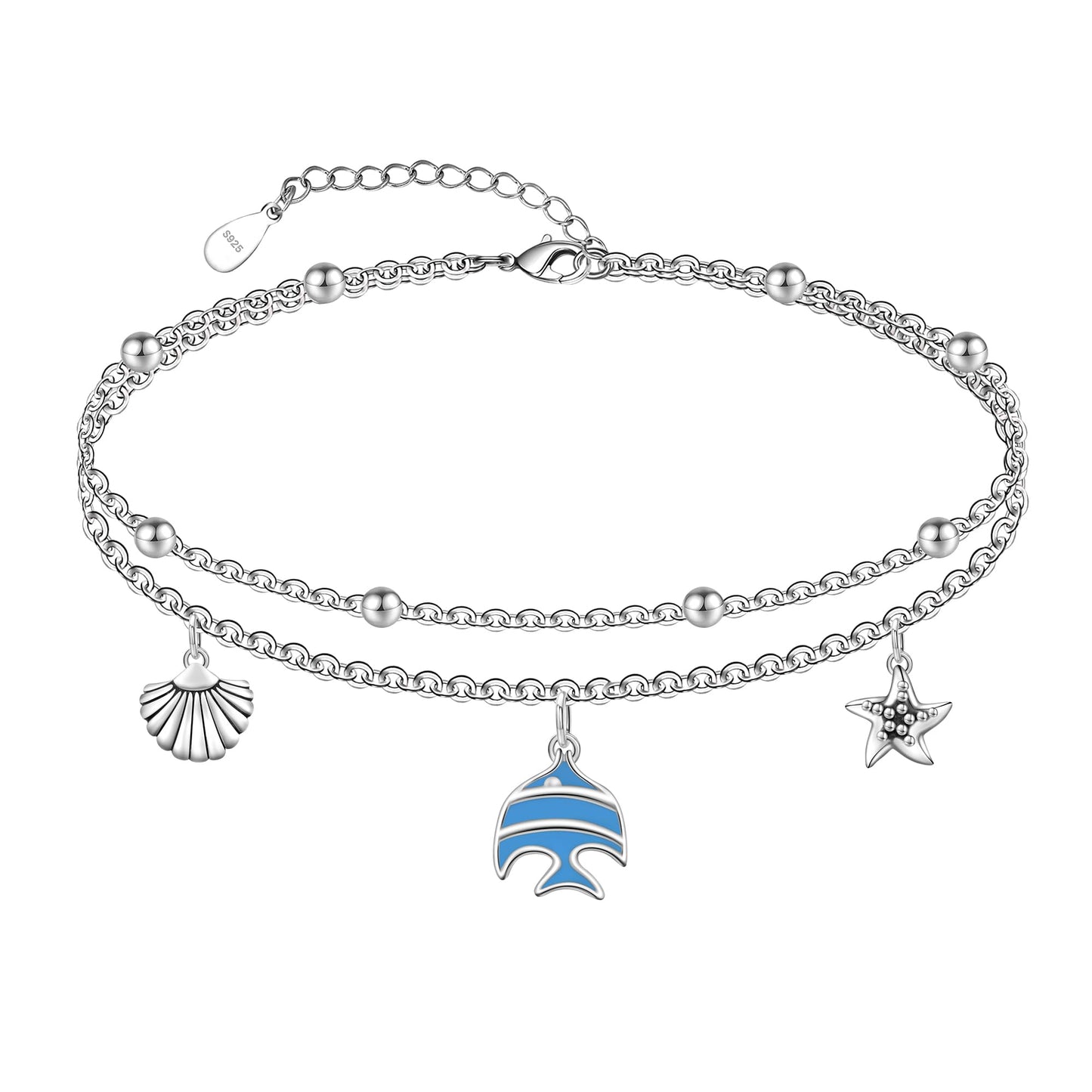 Ankle Bracelet 925 Sterling Silver Fish Anklet Cute Fish Anklets for Women