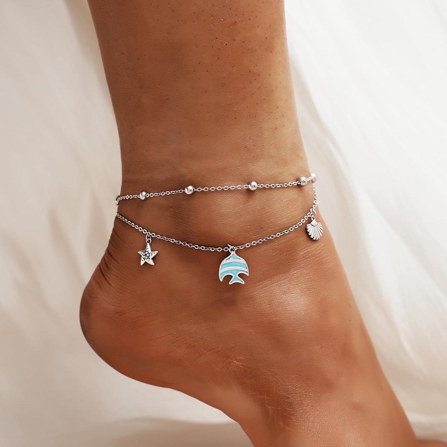 Ankle Bracelet 925 Sterling Silver Fish Anklet Cute Fish Anklets for Women