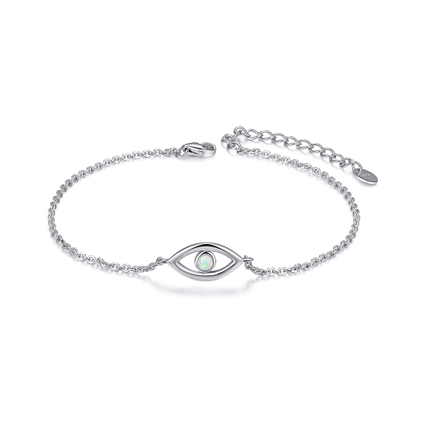 925 Sterling Silver Synthetic Opal Evil Eyes Bracelets