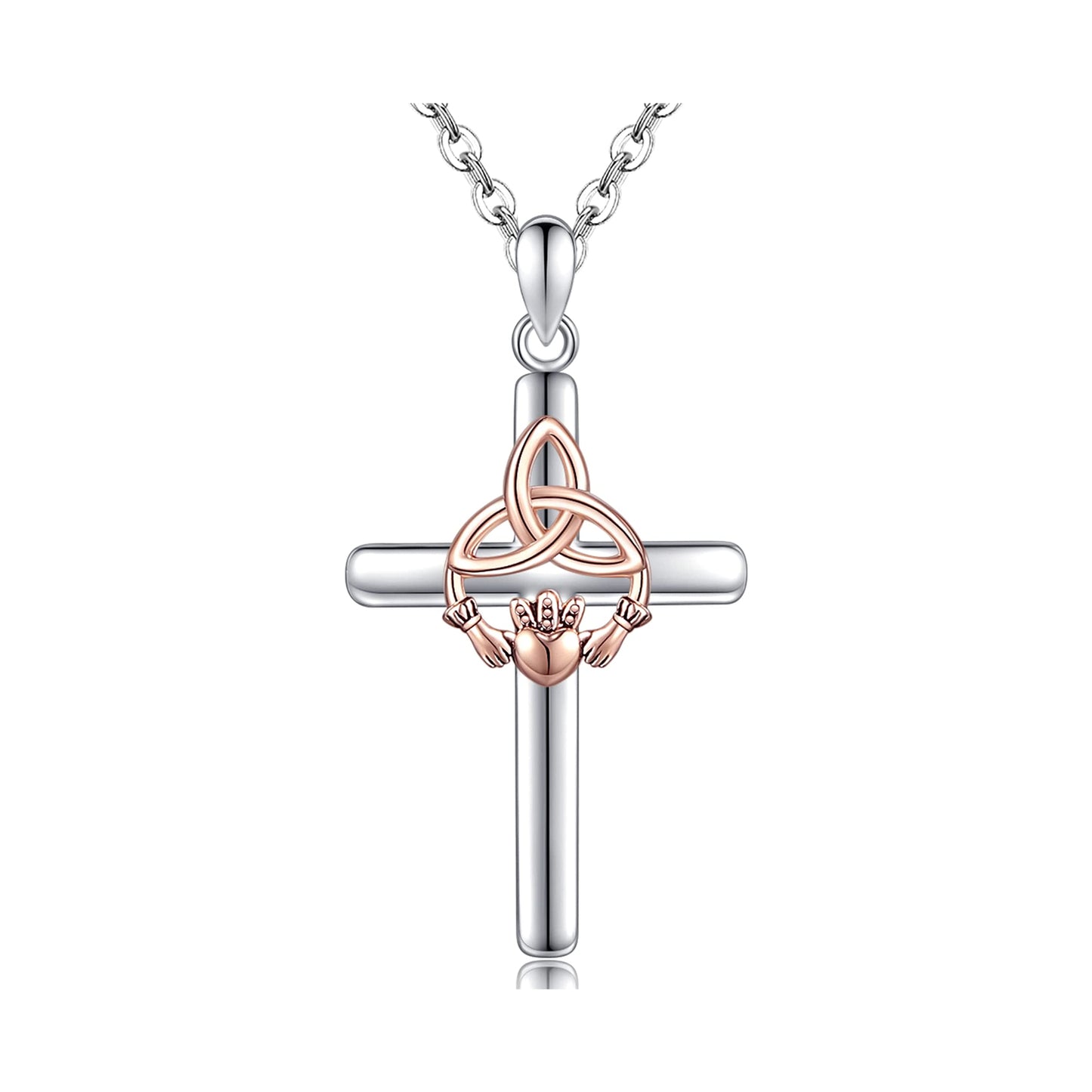 925 Sterling Silver Claddagh Celtic Knot Pendant Necklace for Women