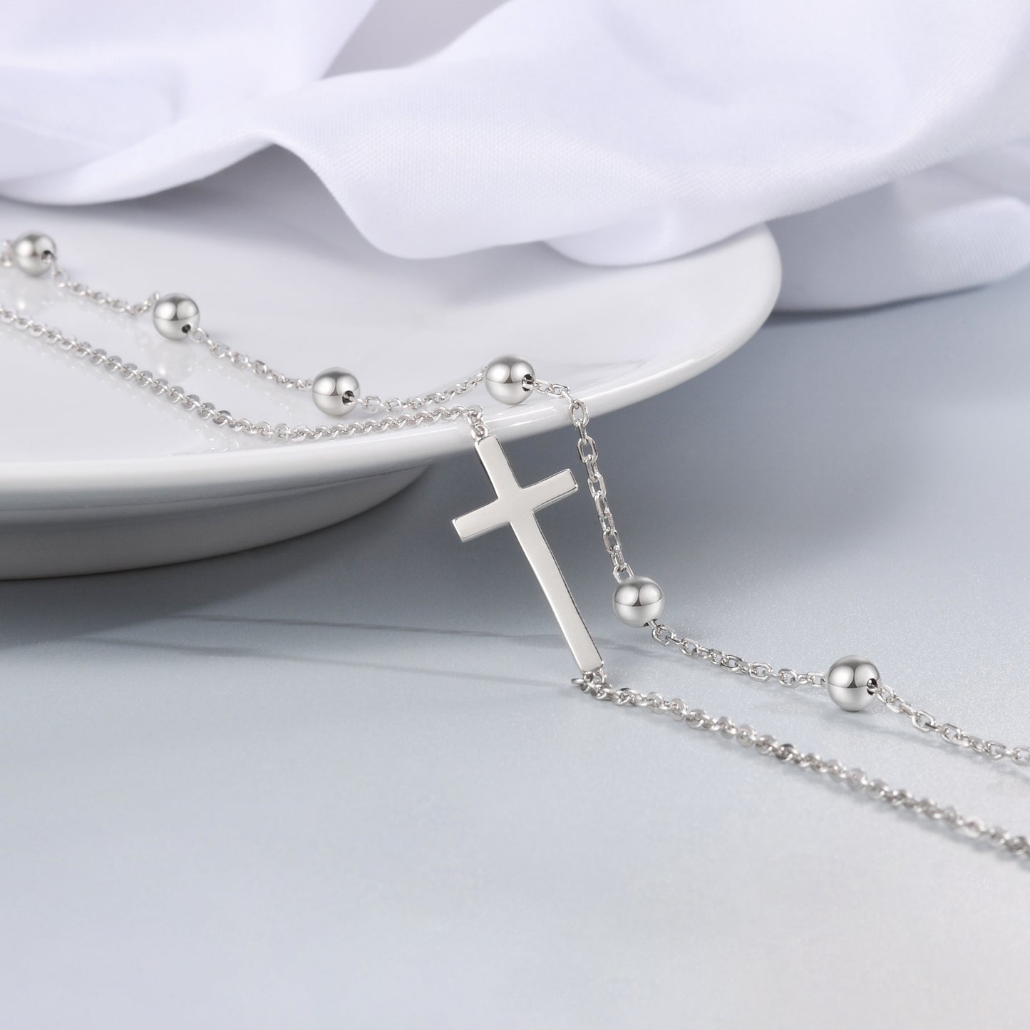 925 Sterling Silver Cross Anklet Bracelet