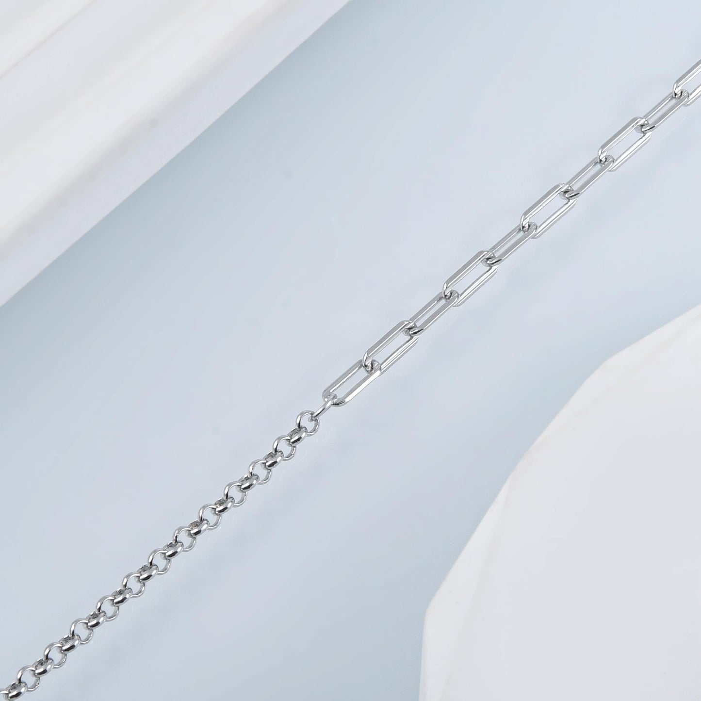 925 Sterling Silver Paperclip link Chain Anklet Bracelets