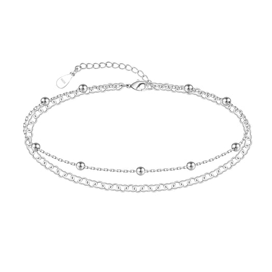 Heart Anklet 925 Sterling Silver Heart Anklets for Women Adjustable