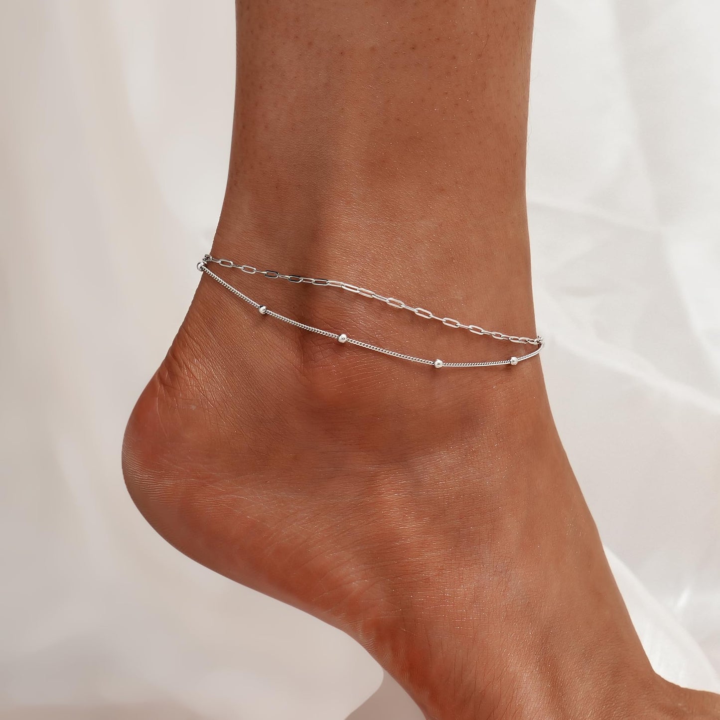 925 Sterling Silver Anklet Bracelet - Delicate Beach Minimalist Foot Jewelry