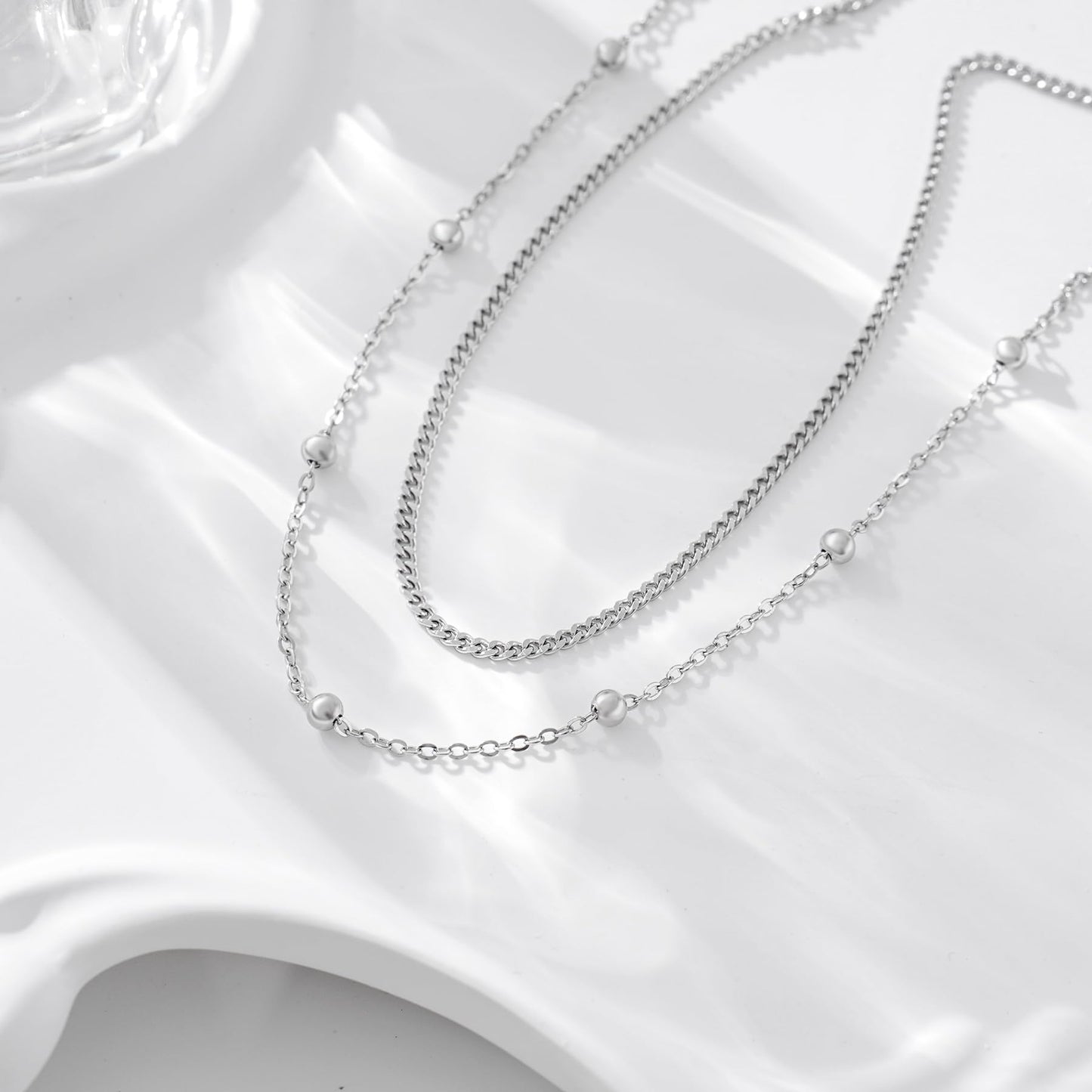 925 Sterling Silver Satellite Ankle Bracelets for Women Layered Foot Chain Anklet Bracelet