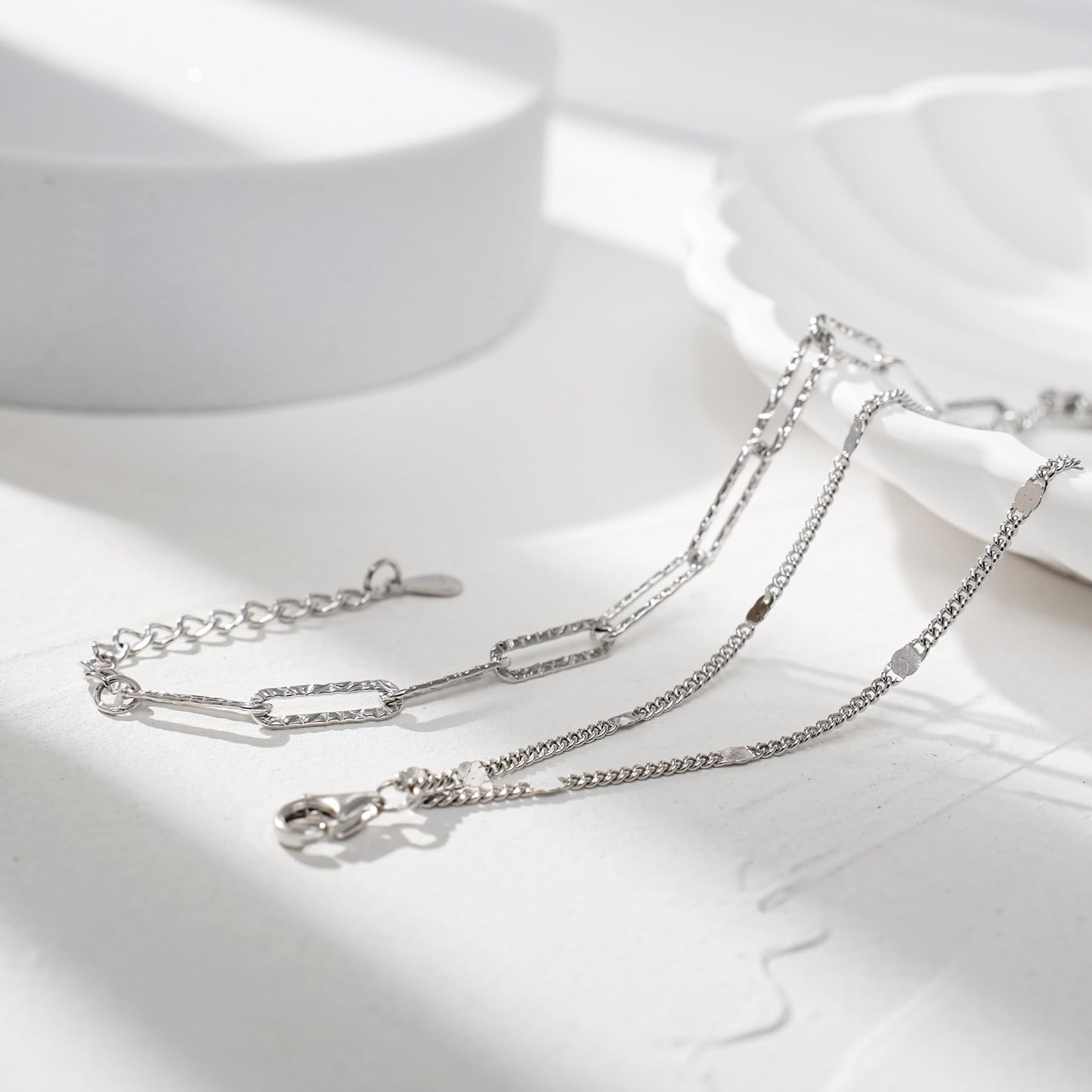 Paperclip Anklets 925 Sterling Silver Ankle Bracelet Paperclip link Chain Anklets
