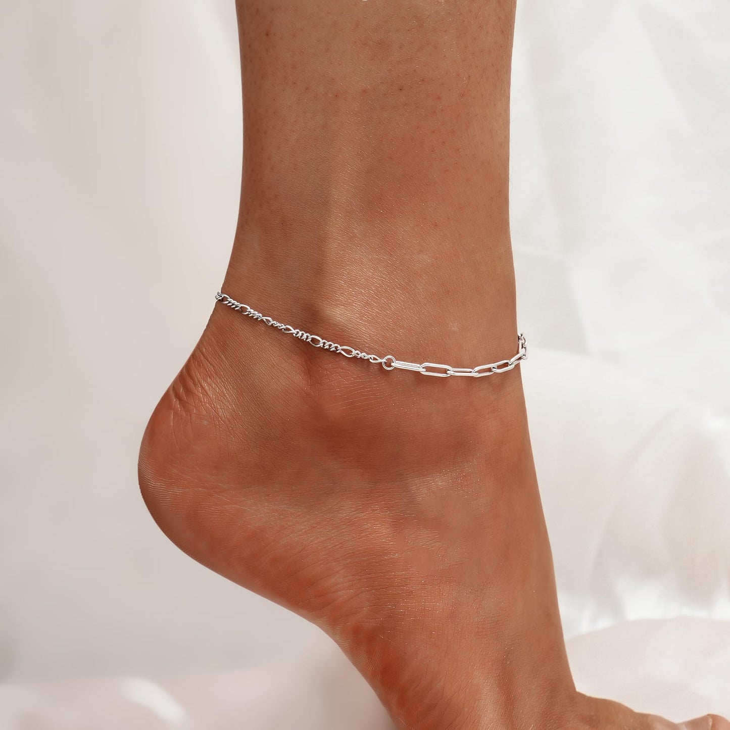 925 Sterling Silver Ankle Bracelet Cute Layered Anklet Bracelet for Women